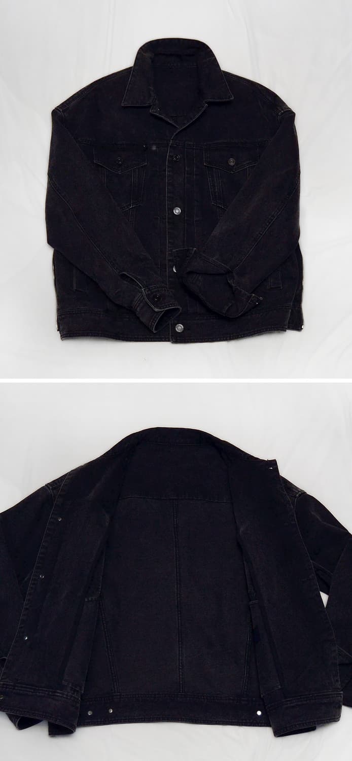 준지 (junn.j) 흑청 데님 사이드지퍼 트러커 자켓 (48/105+) 상품이미지3