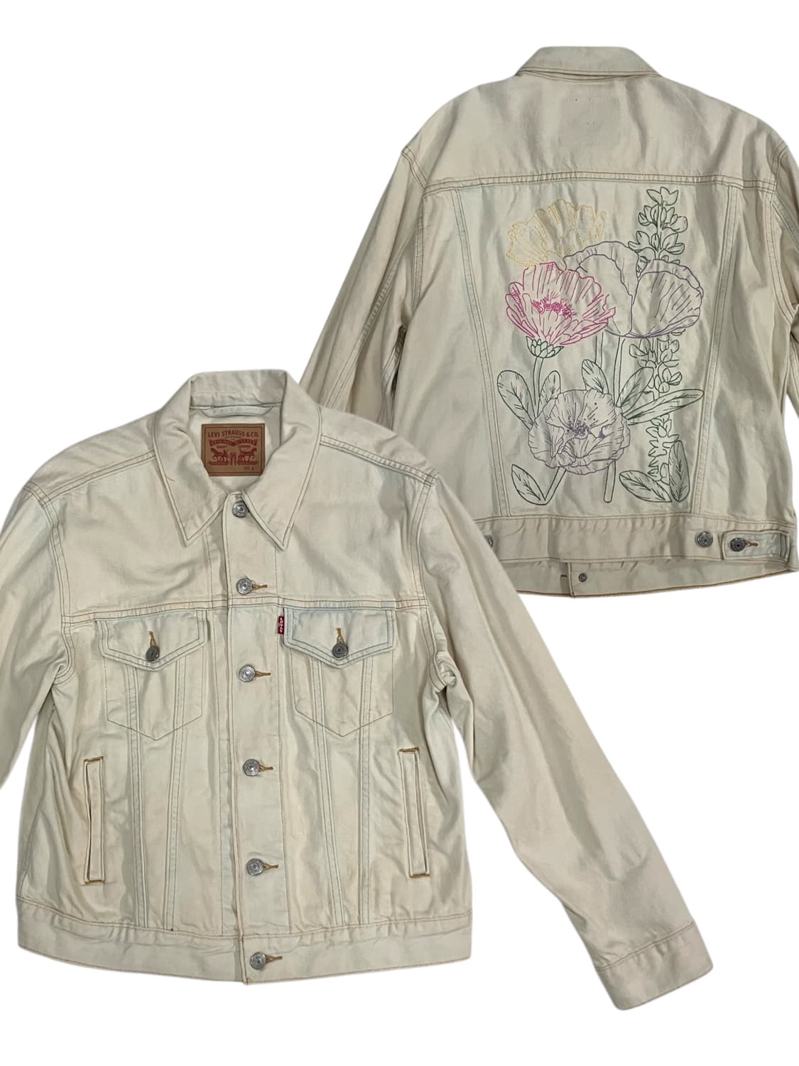 리바이스 플라워 자수 데님 자켓 L 상품이미지1