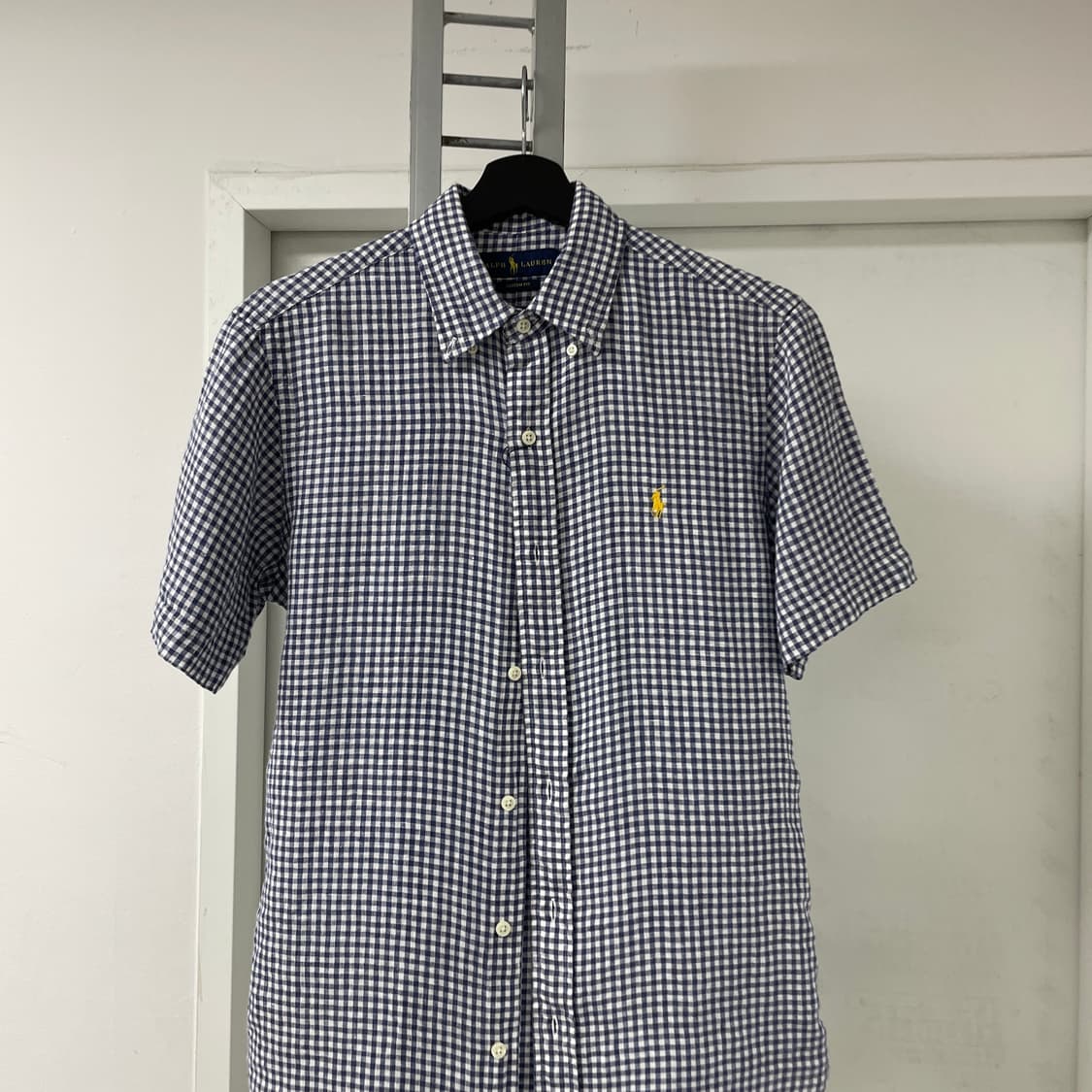 폴로 린넨 깅엄 체크 반팔 셔츠 S  상품이미지2