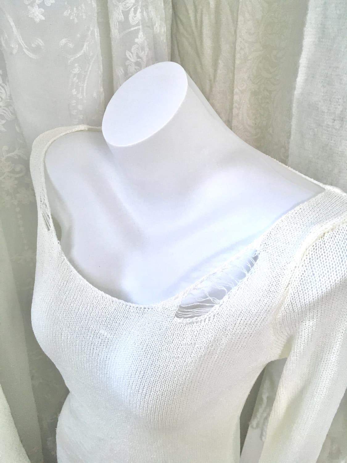 화이트 그런지 슬림 네트 롱슬리브  상품이미지9