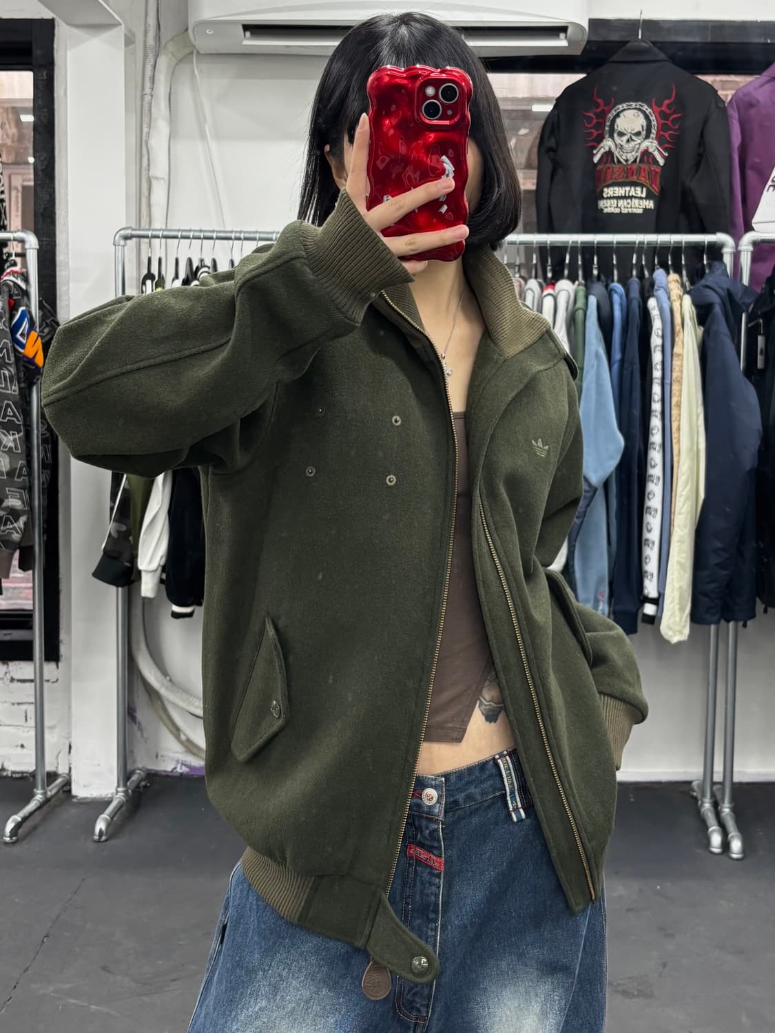 아디다스 파이어버드 카키 울 자켓 상품이미지1