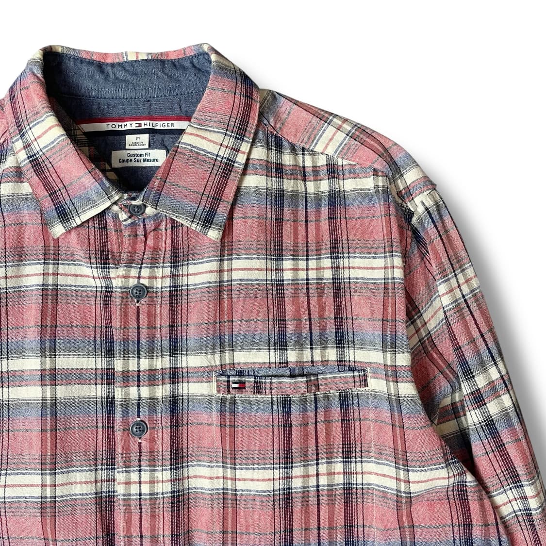 타미힐피거 레드 네이비 체크 커스텀 핏 셔츠 M 상품이미지3