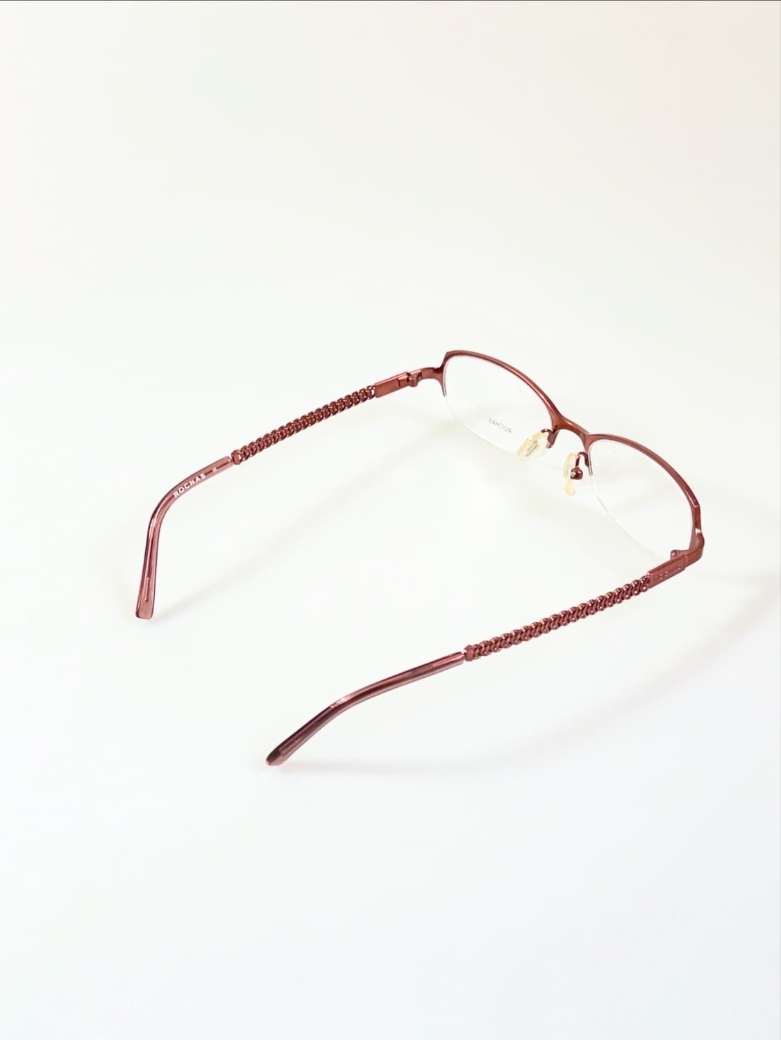 90s ROCHAS 브라운 메탈 스퀘어 반무테 빈티지 안경 상품이미지4
