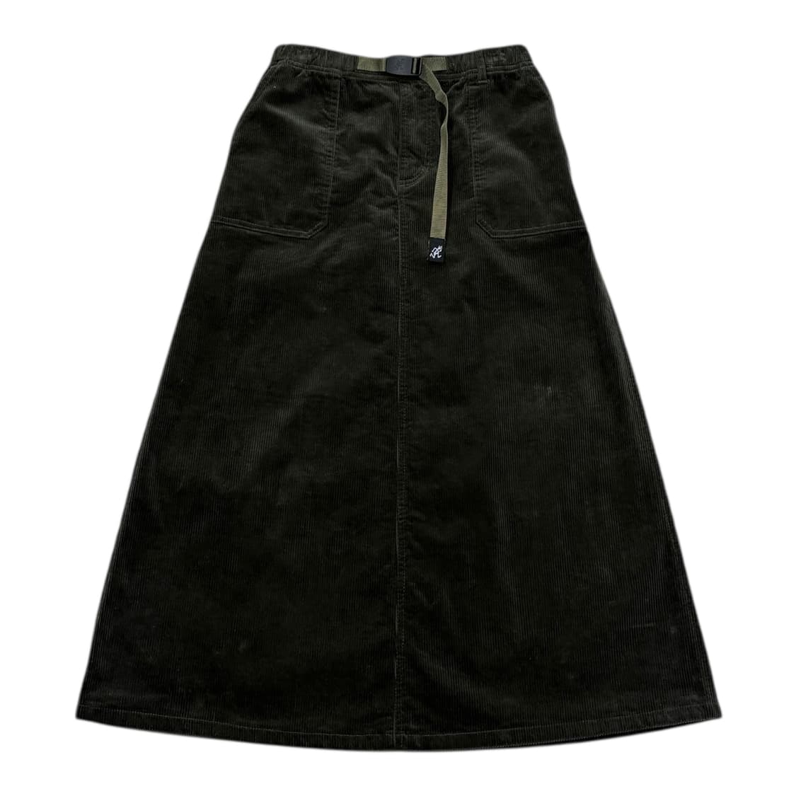 그라미치 코듀로이 벨트 롱 스커트 치마 카키 M 상품이미지1