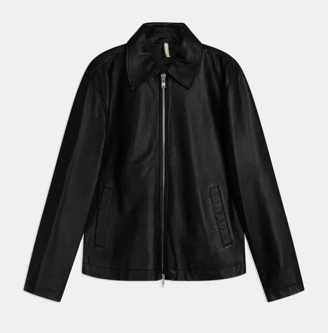 선플라워 숏 레더 자켓 블랙 48사이즈 상품이미지1