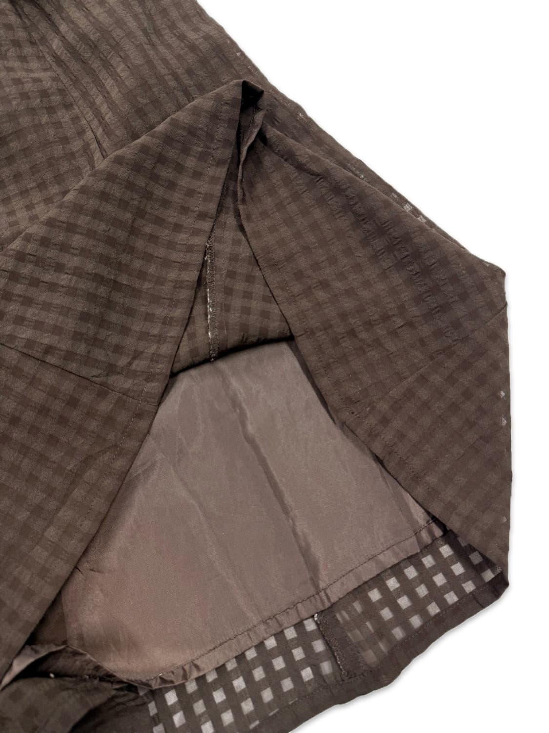 빈티지 브라운 체크 플레어 미디 스커트 상품이미지4