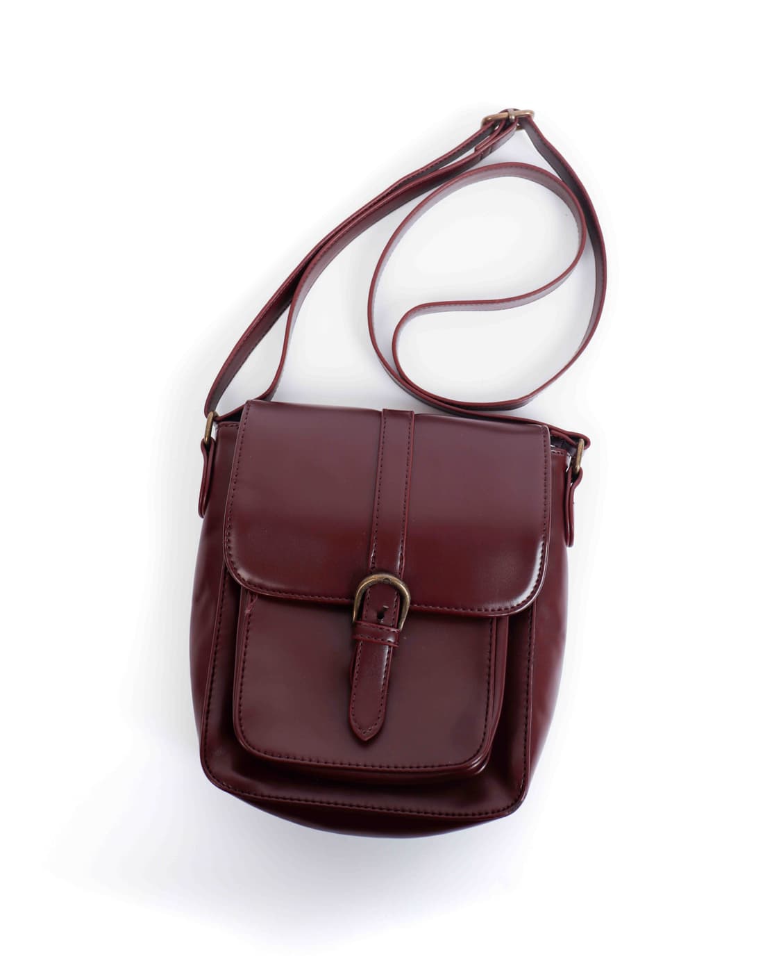 [OLIVE des OLIVE] 버건디 레더 스냅 크로스백 상품이미지1