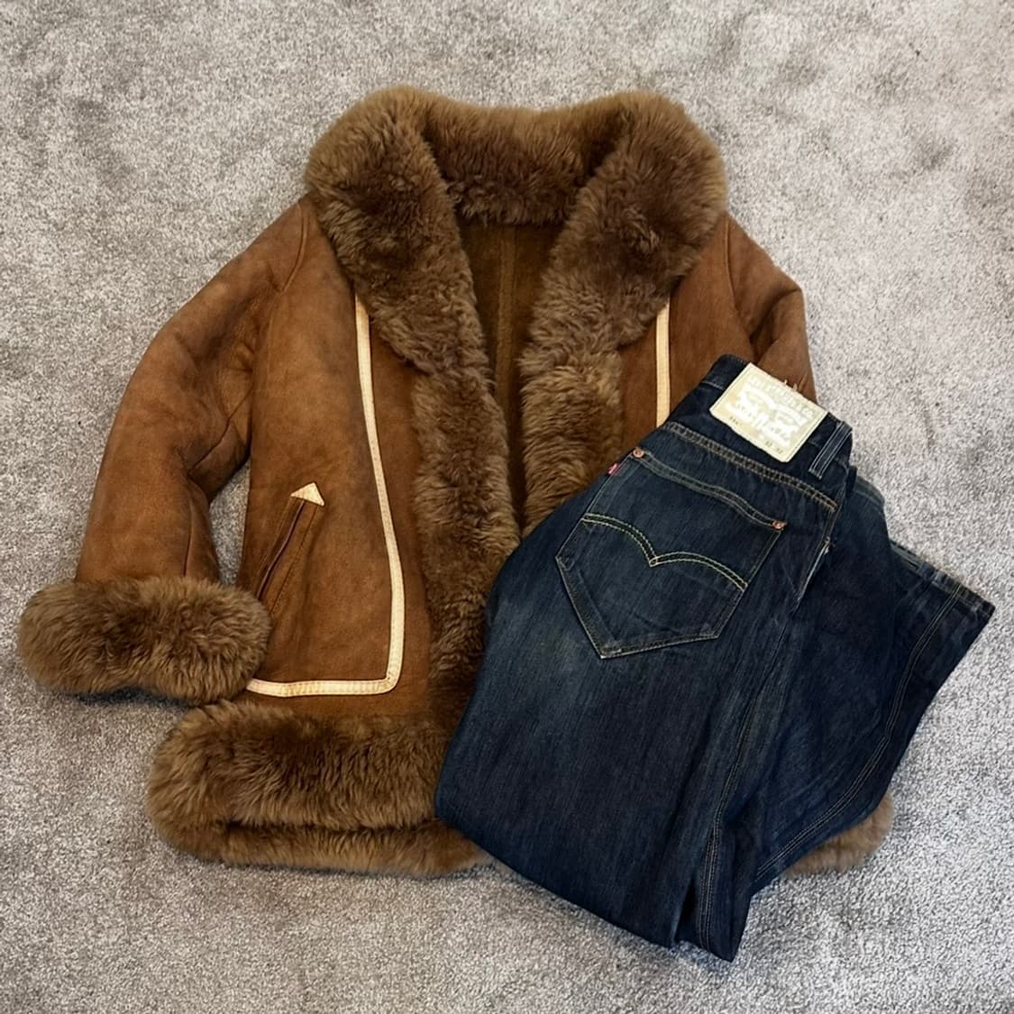 빈티지 브라운 퍼 무스탕 자켓M 상품이미지1