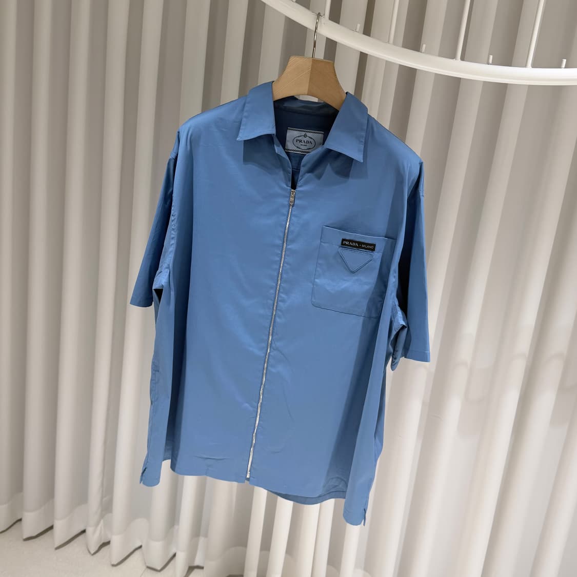 (A+/XXL) / 프라다 스트레치 코튼 볼링 셔츠 블루 상품이미지2