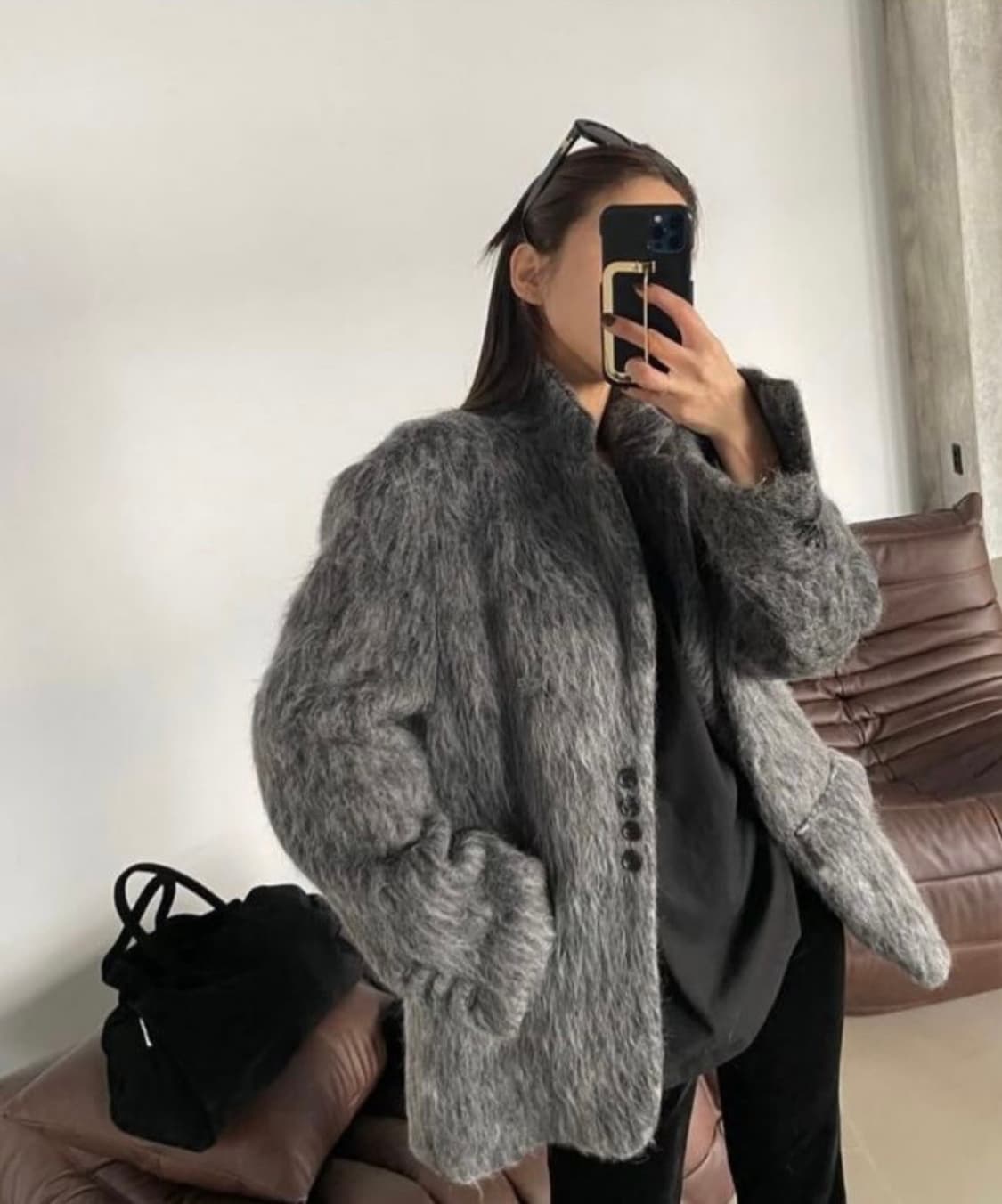 헤어리 오버핏 모헤어 브러쉬 자켓 상품이미지1