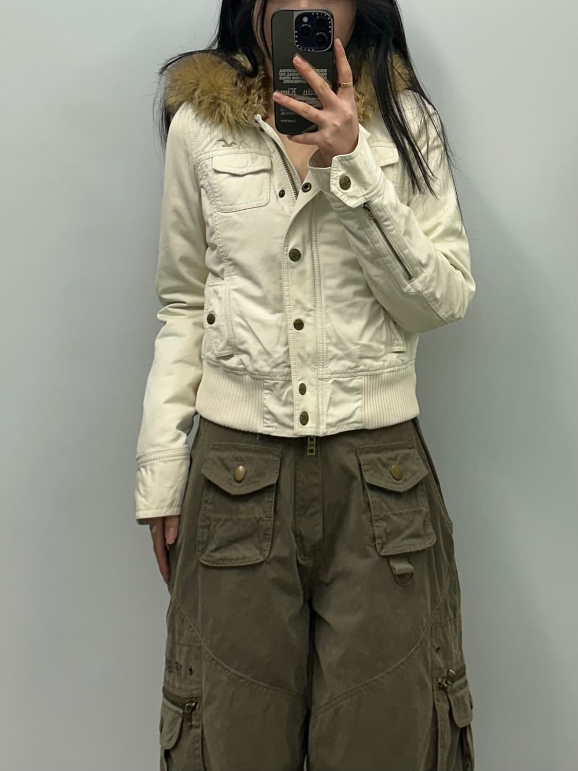 홀리스터 y2k 와투케 화이트 퍼 후드 자켓 상품이미지1