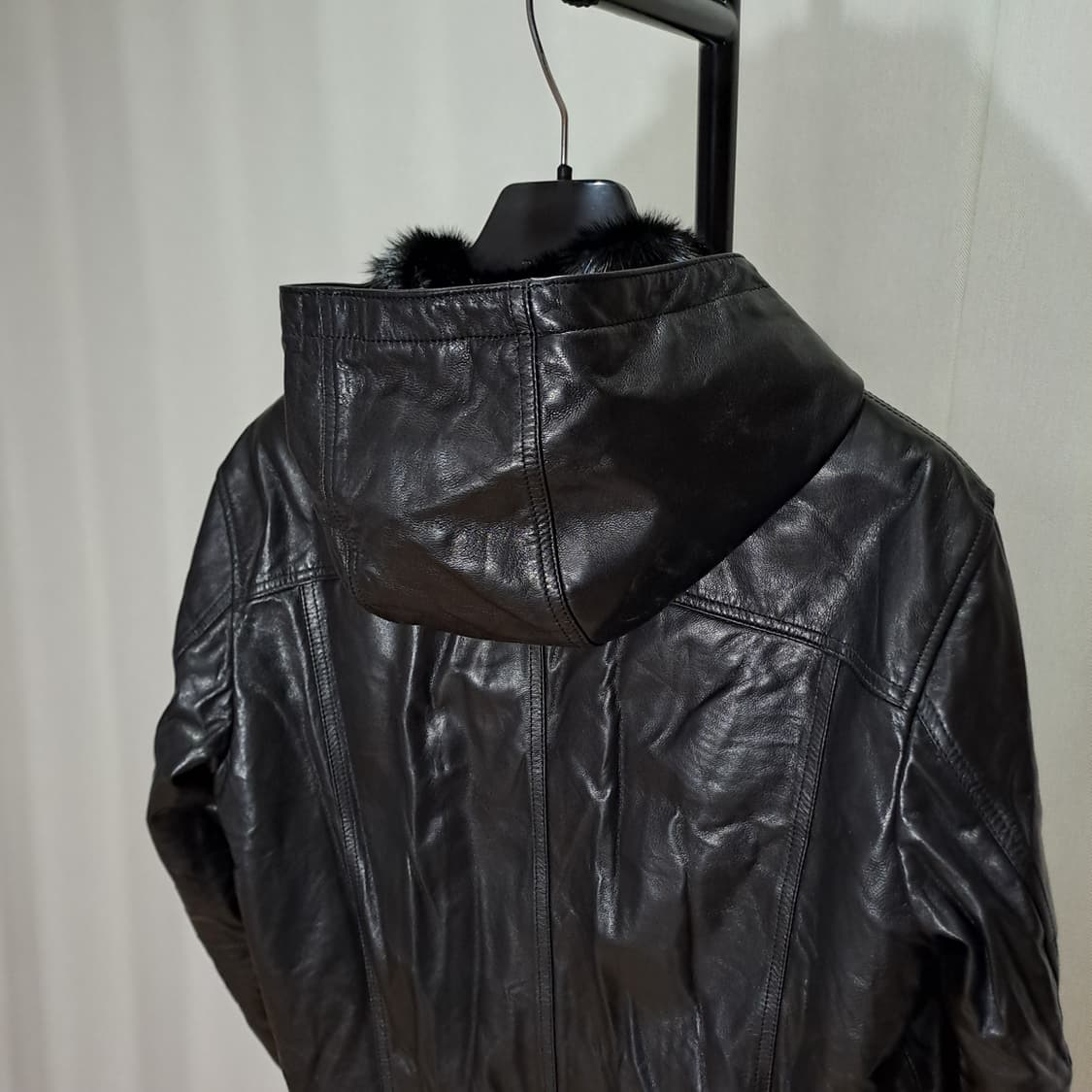 (택포) 양가죽 밍크 안감 후드 자켓 M B247 상품이미지5