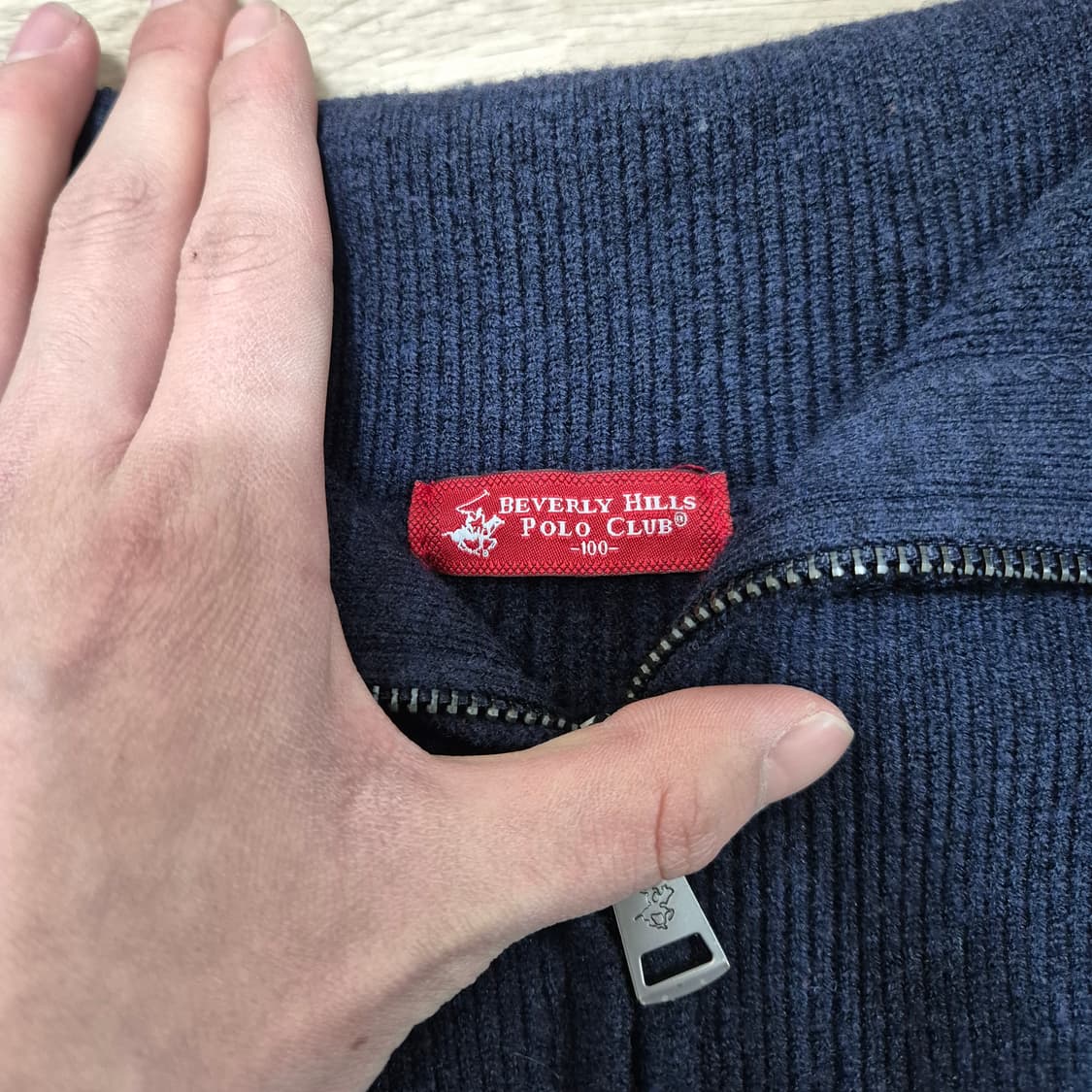 비버리힐즈폴로클럽 모직 하이넥 반집업 니트 L(100) 상품이미지5