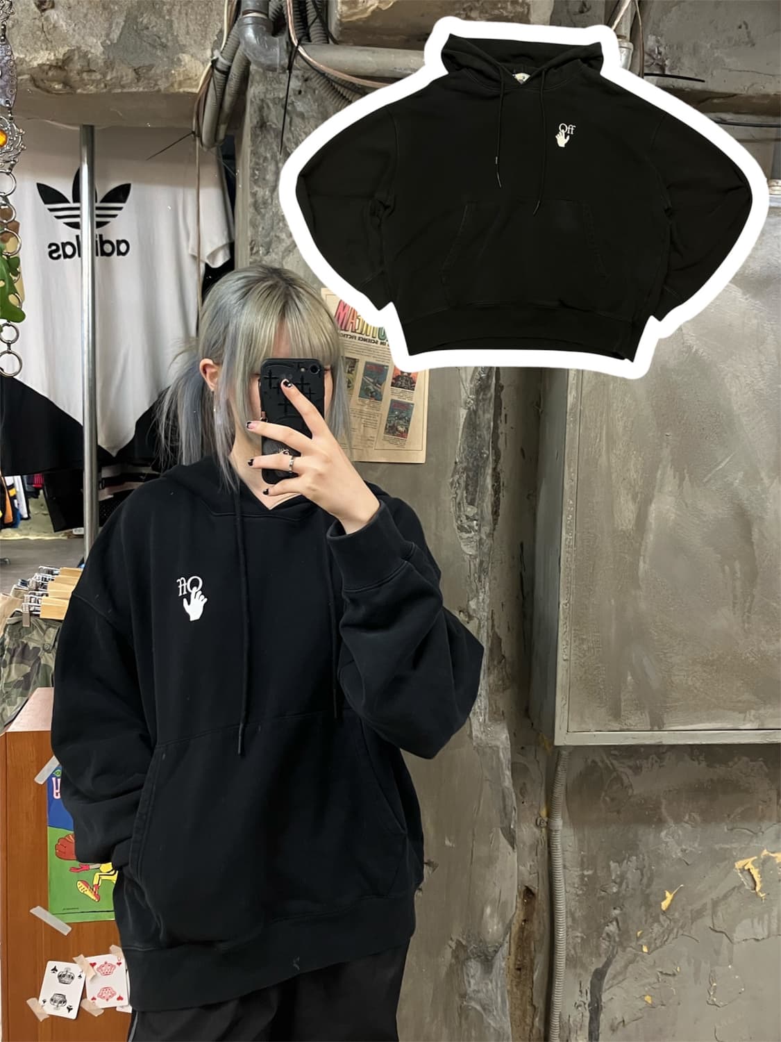 오프화이트 후드 블랙 XXL  #csz680 상품이미지1