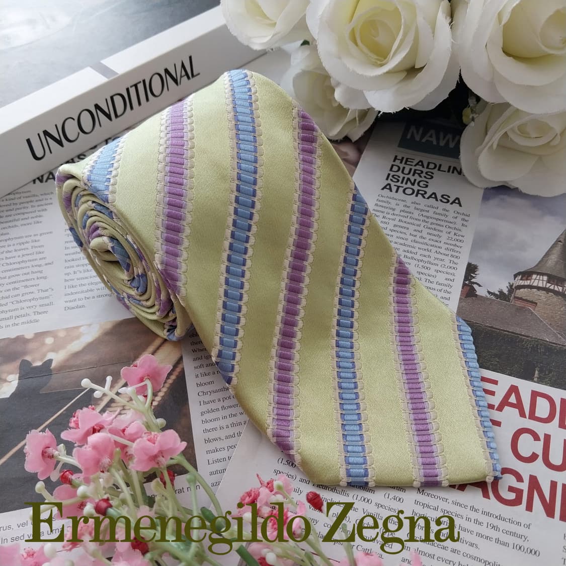 에르메네질도 제냐 라임 스트라이프 넥타이 9.1cm A+등급 K2546
 상품이미지2