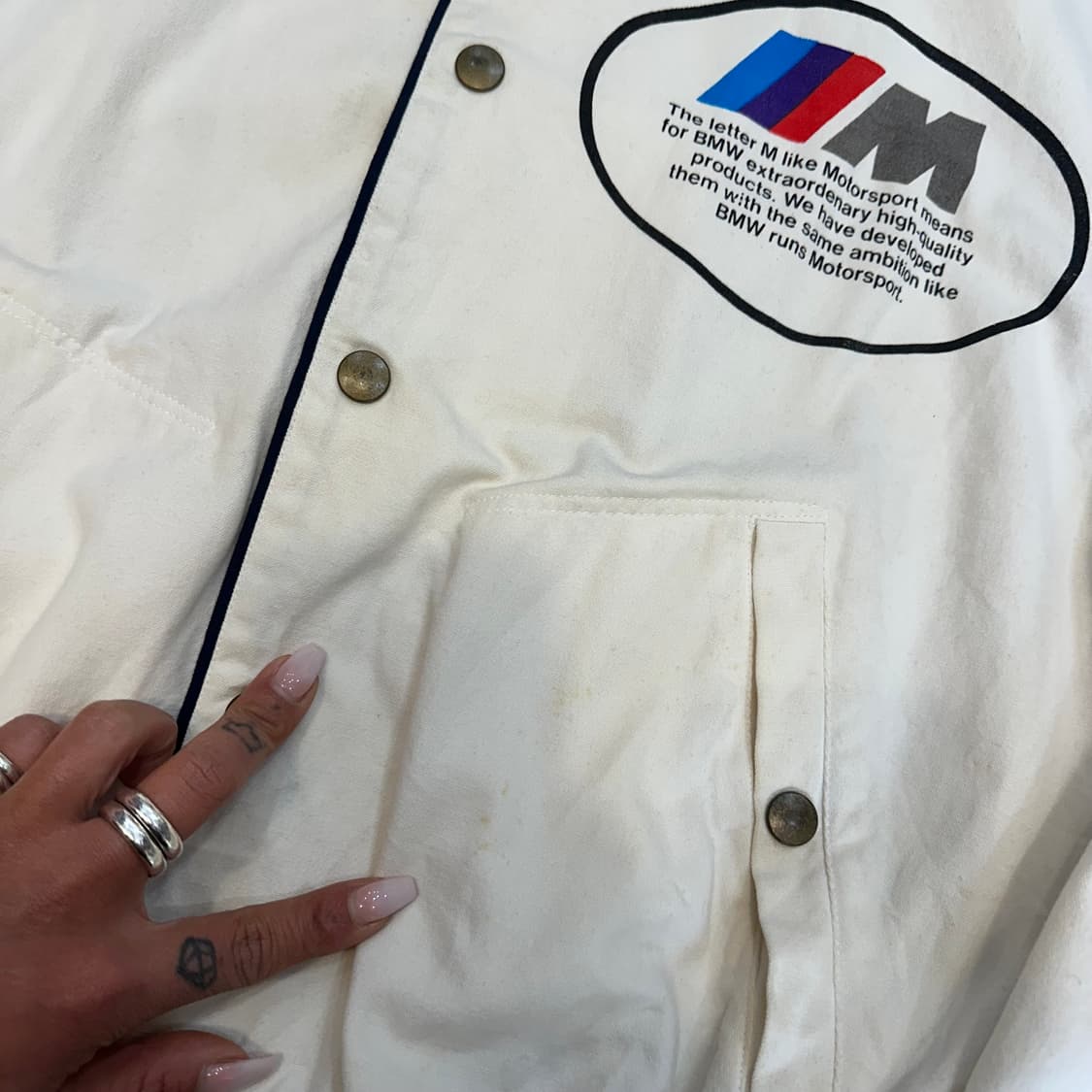 빈티지 BMW 모터스포츠 레이싱팀 봄버 자켓M 상품이미지6