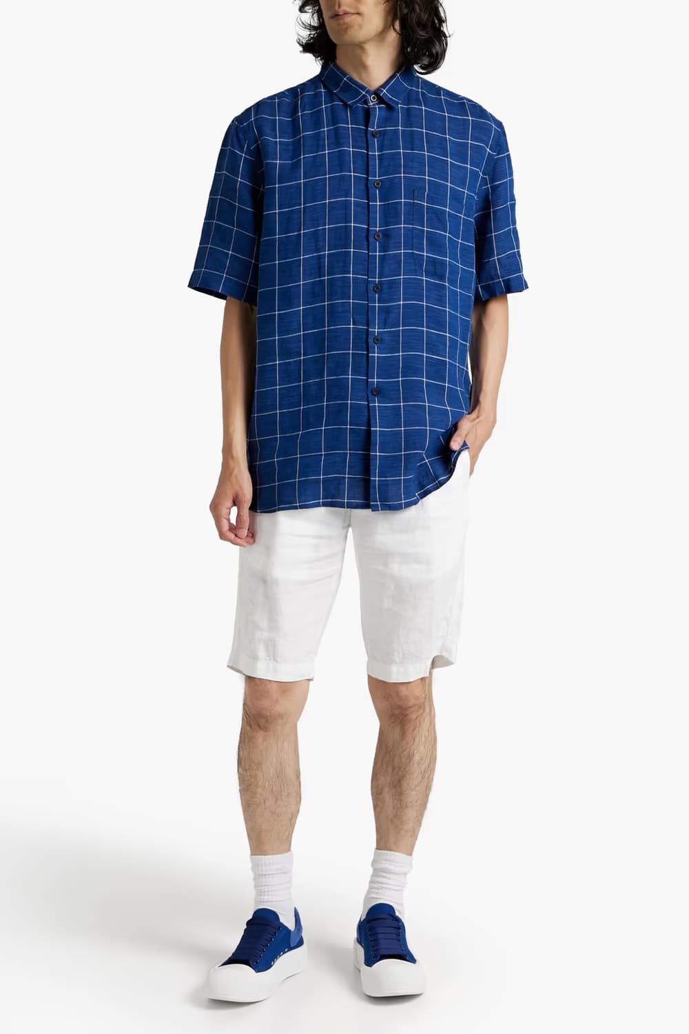 선스펠 체크 리넨 셔츠 m 상품이미지3