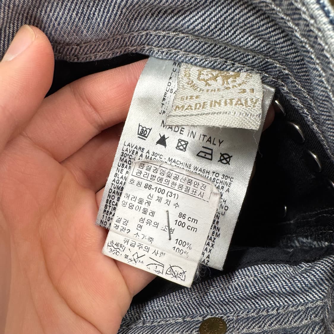 00s 디젤 인더스트리 데님 팬츠 후면 레더 집업 포켓 포인트 중청 상품이미지10
