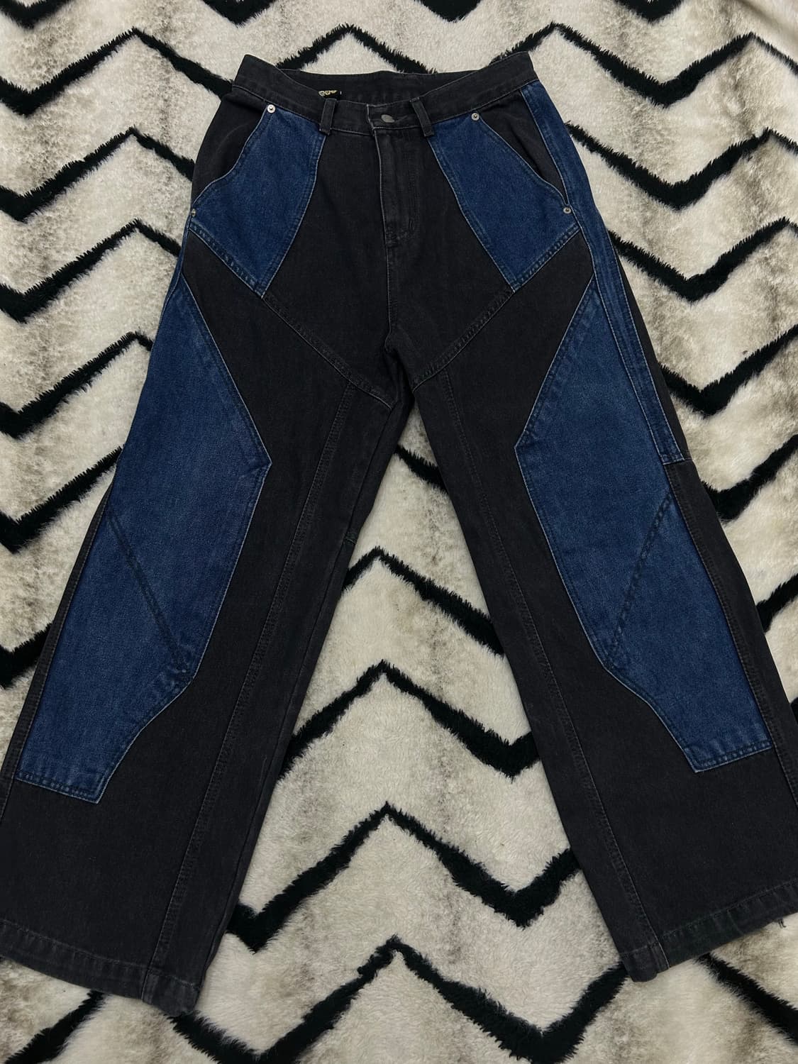 [S]꼼파뇨 절개 와이드 데님팬츠/인디고 블랙 상품이미지1