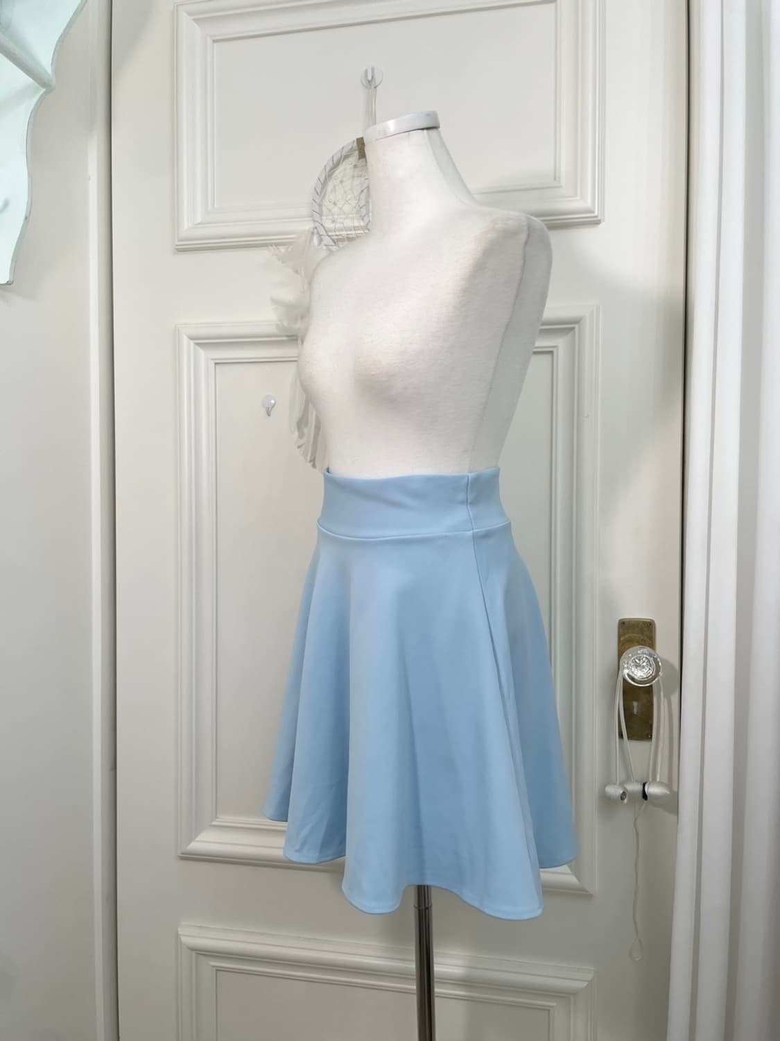 sky blue midi basic summer skirt(size-M) 상품이미지2