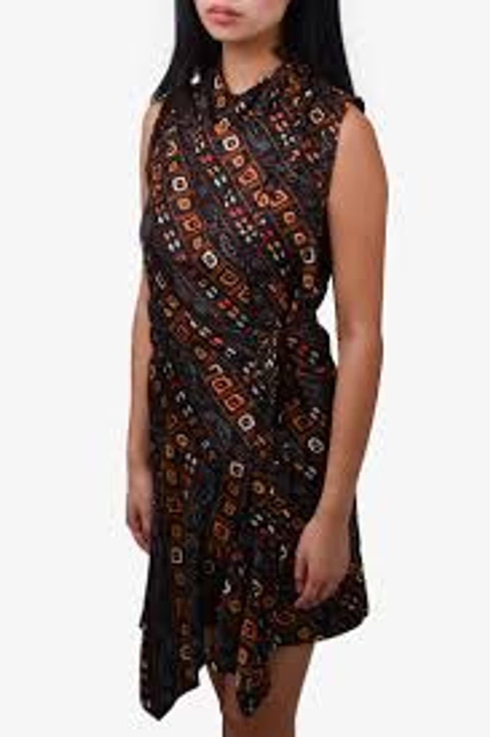 이자벨마랑 실크 패턴 슬리브리스 드레이프 원피스 38사이즈 상품이미지1