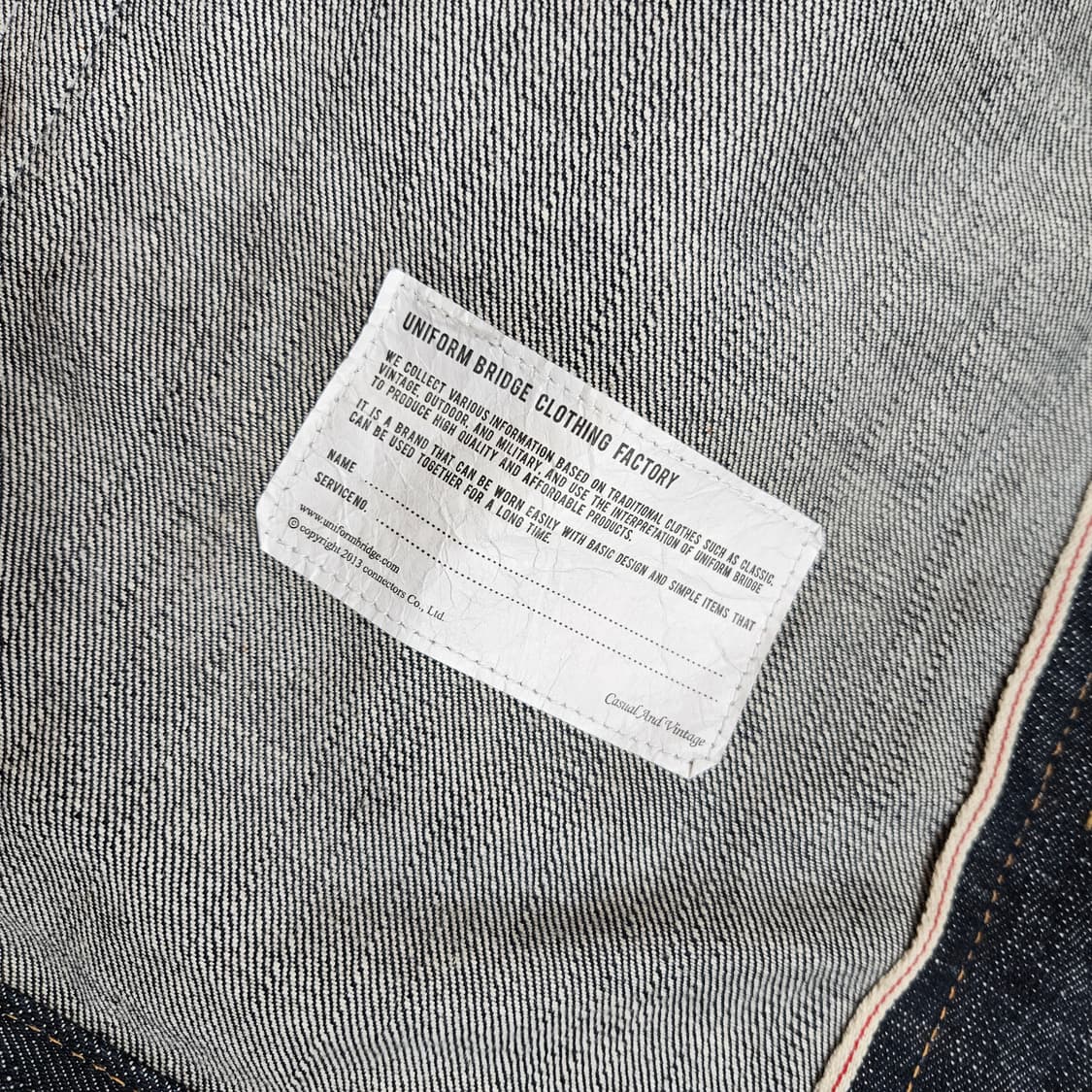 유니폼브릿지 포켓 셀비지 데님 자켓 M size 상품이미지6