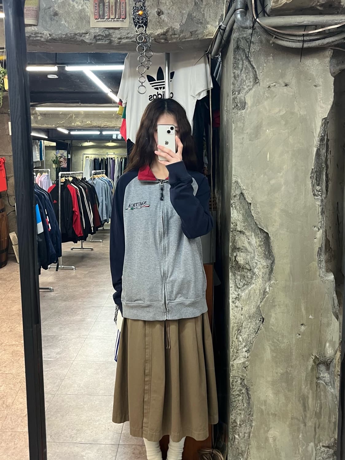 노티카 배색 집업 져지 그레이 M #csz2639  상품이미지2