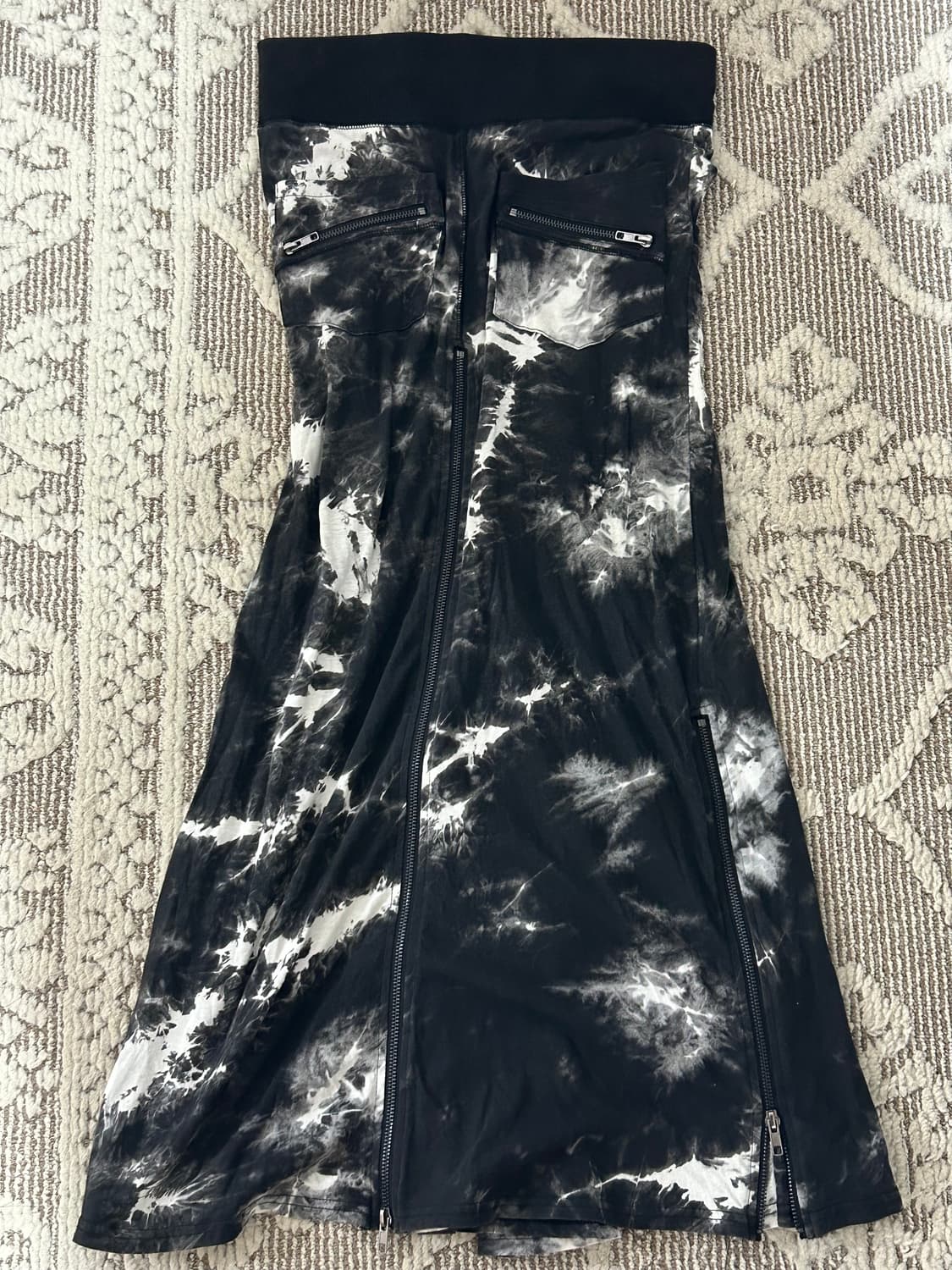 고아깔 타이다이 롱 지퍼 스커트 펑크 고스  상품이미지1