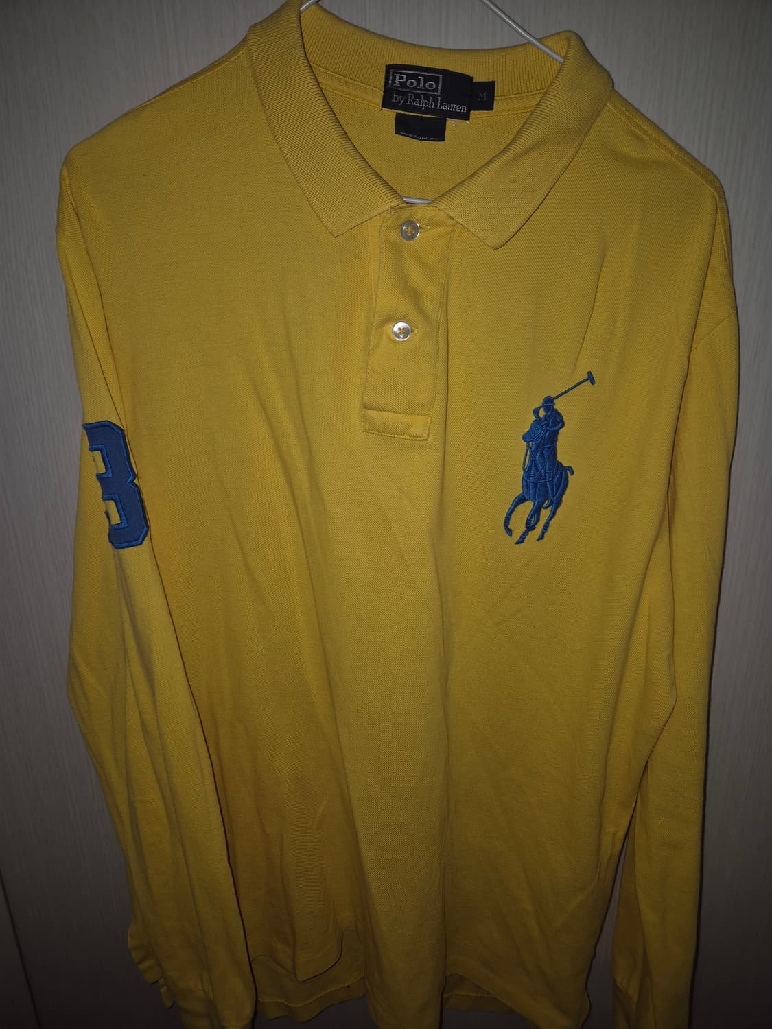폴로 랄프로렌 빅포니 옐로우 카라 긴팔티셔츠 M  상품이미지3