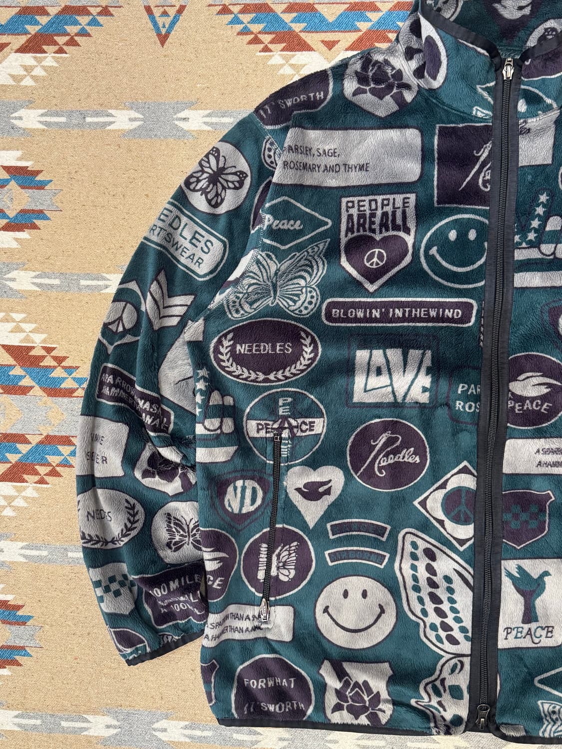 [M][100] 니들스 스포츠 웨어 패치워크 파이핑 플리스 자켓 상품이미지2