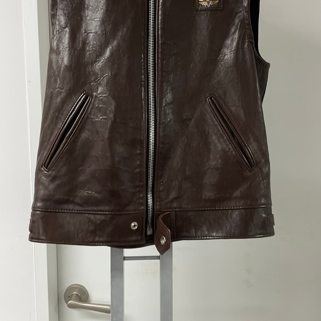 루이스레더 브라운 레더 베스트 - 상품이미지3