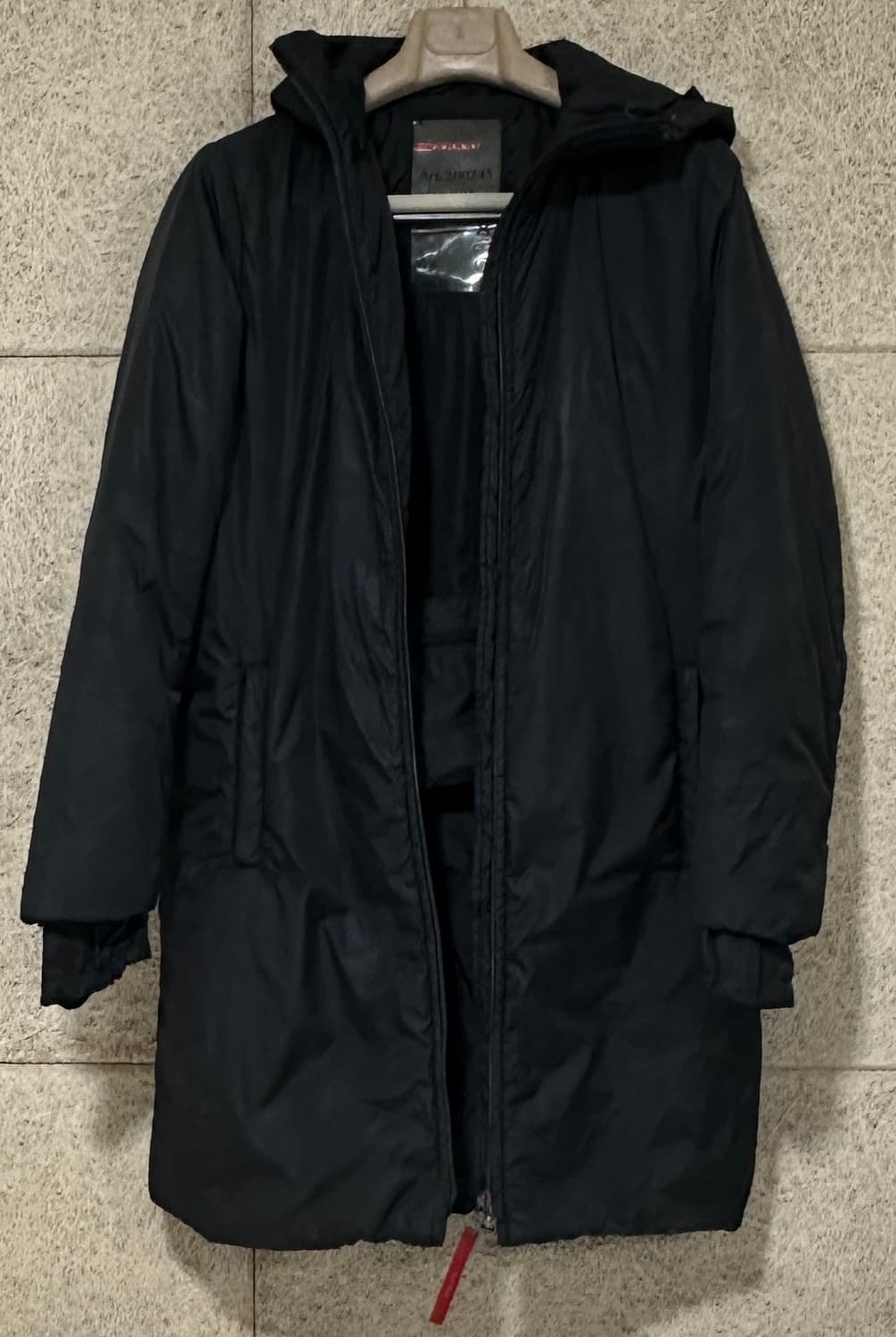 프라다 롱 패딩 후드 자켓 레인코트 점퍼 블랙 40 상품이미지5
