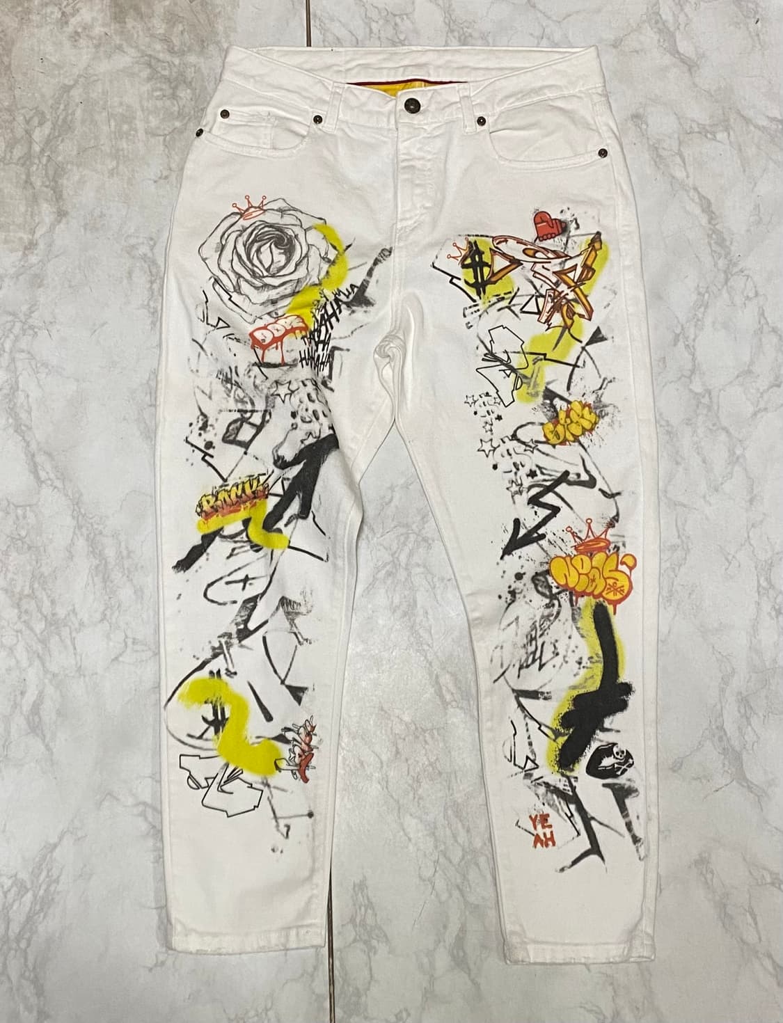 그래피티 화이트 팬츠 허리 32인치 상품이미지1