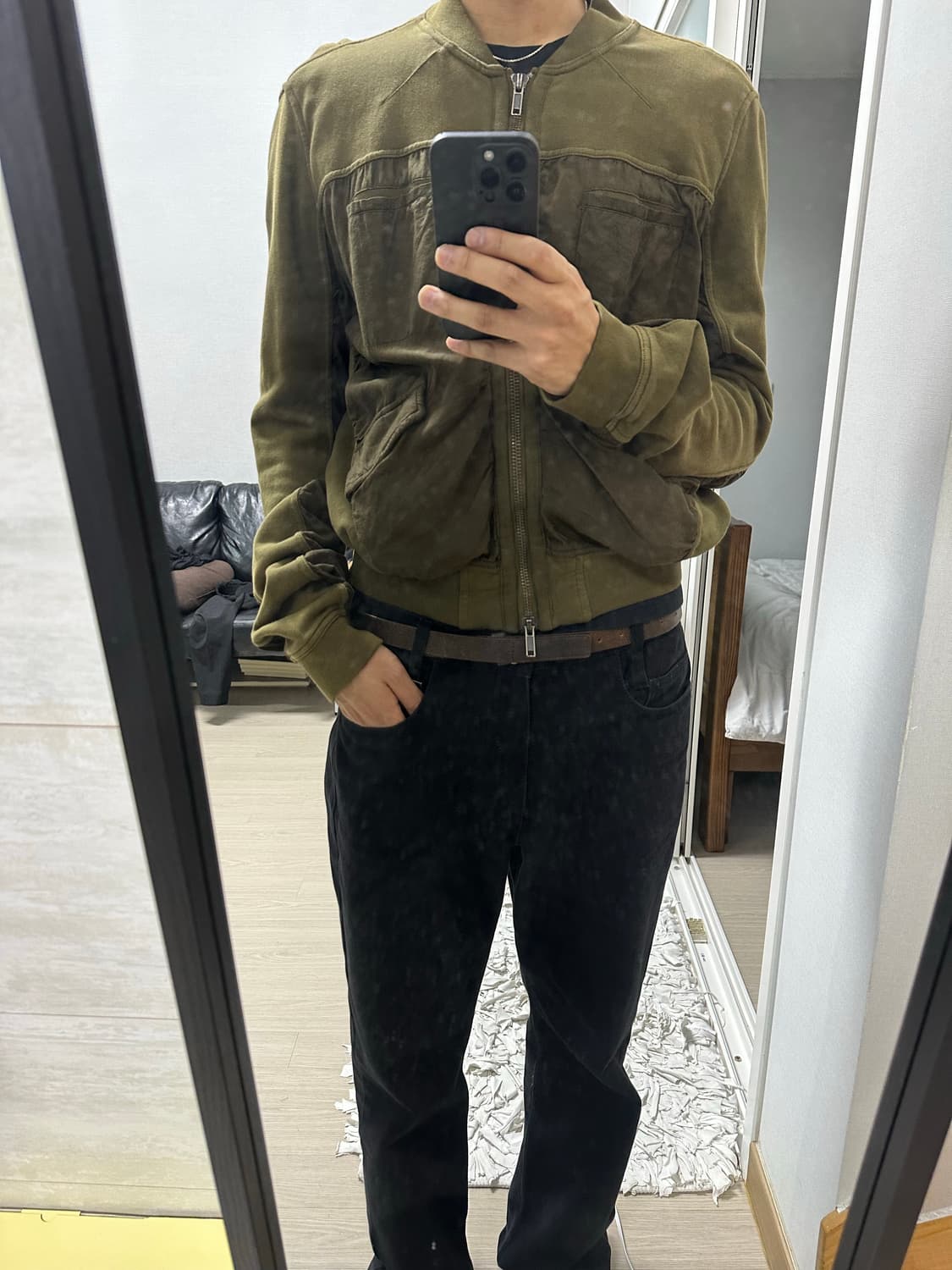 하이더아커만 봄버 카키 셔링 자켓 XL  상품이미지9