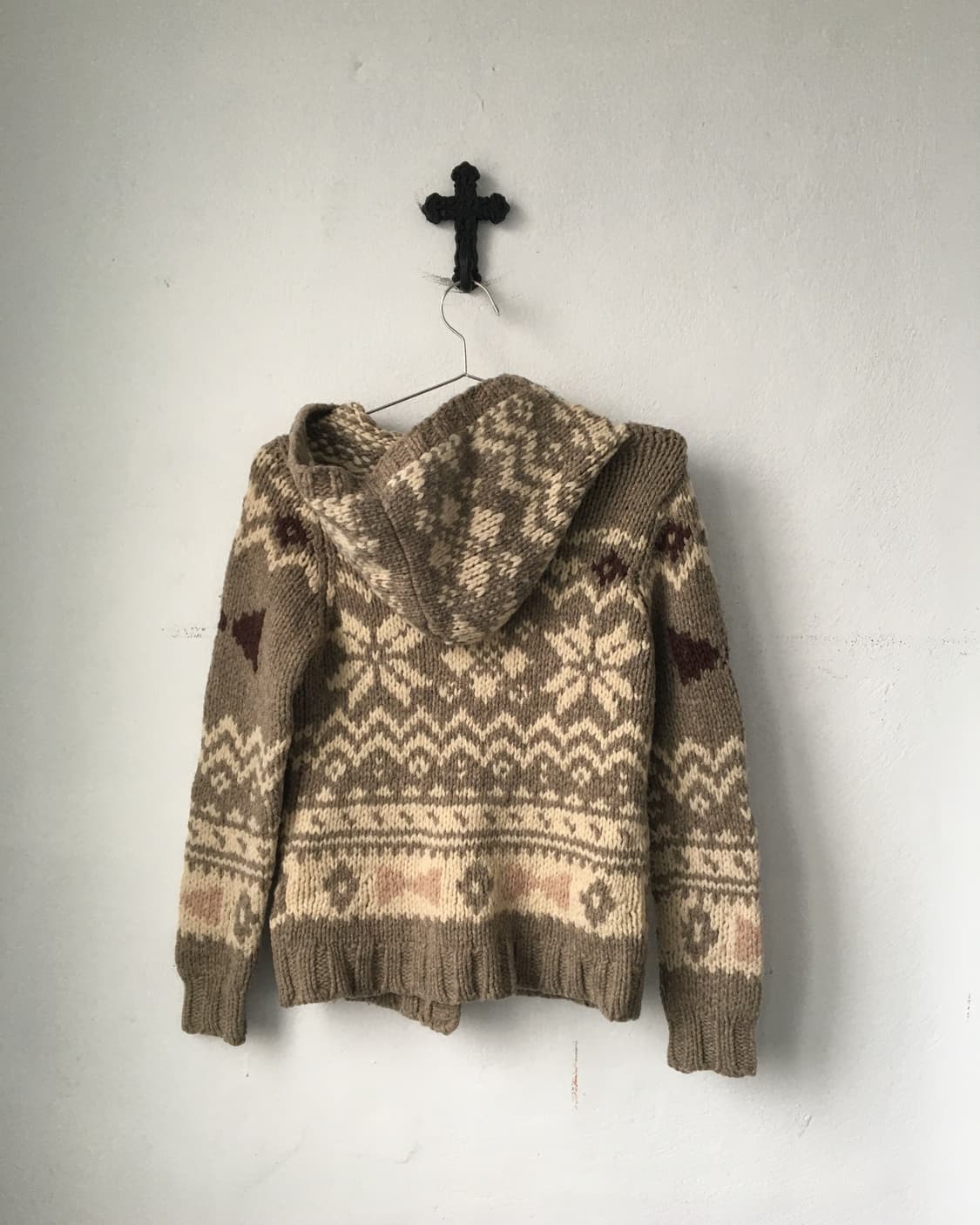 Nordic pattern hood knit cardigan 상품이미지3