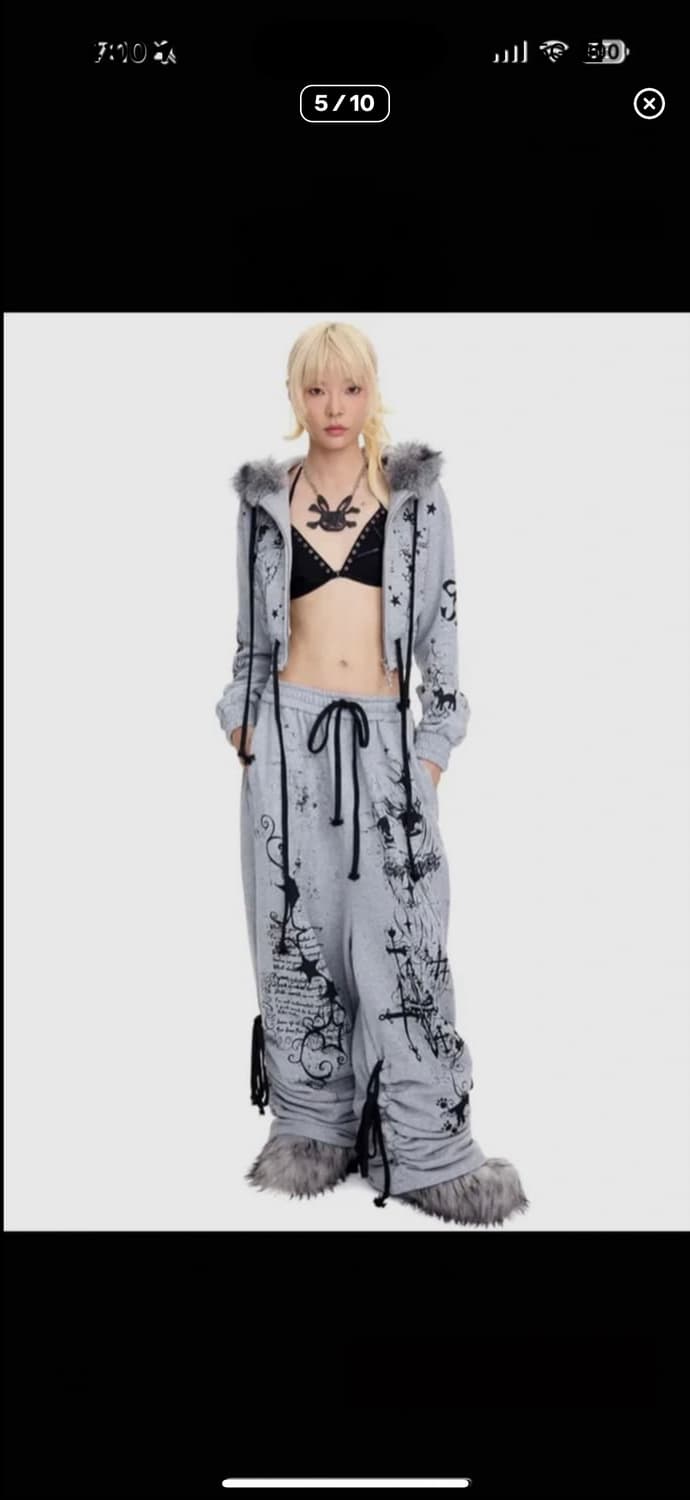 (대여)CFIERCE 씨피어스 그래피티 퍼 후드집업 스웨트팬츠 셋업 세트 상품이미지5