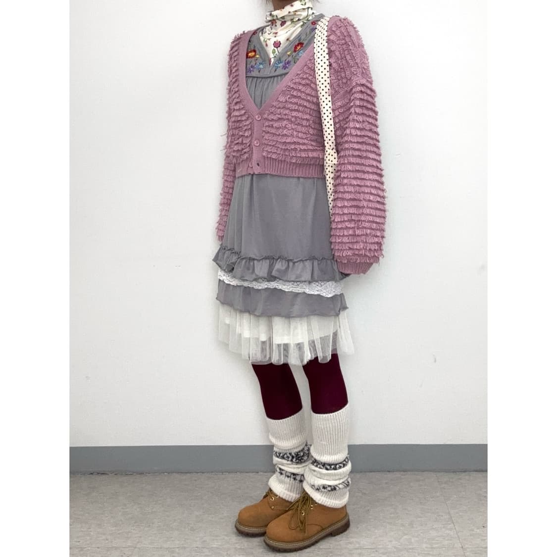 빈티지 핑크 크롭 가디건 상품이미지3