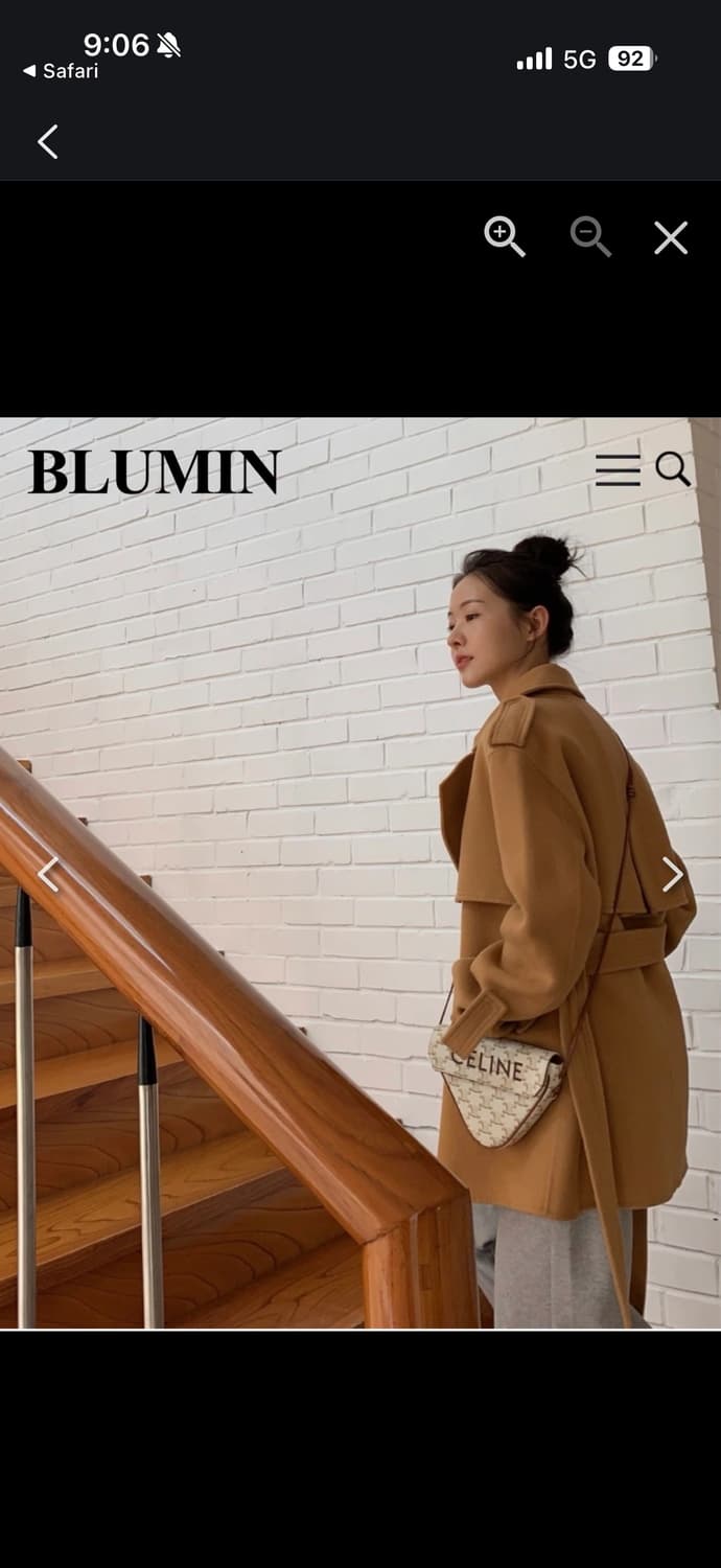 블루민 캐시미어 루즈핏 하프 코트 네이비 상품이미지2