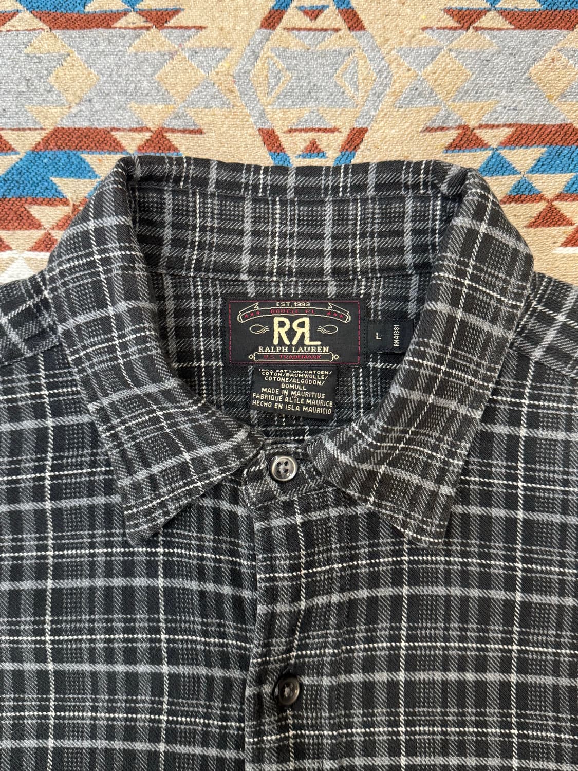 [L] 더블알엘 플란넬 체크 셔츠 블랙 상품이미지2