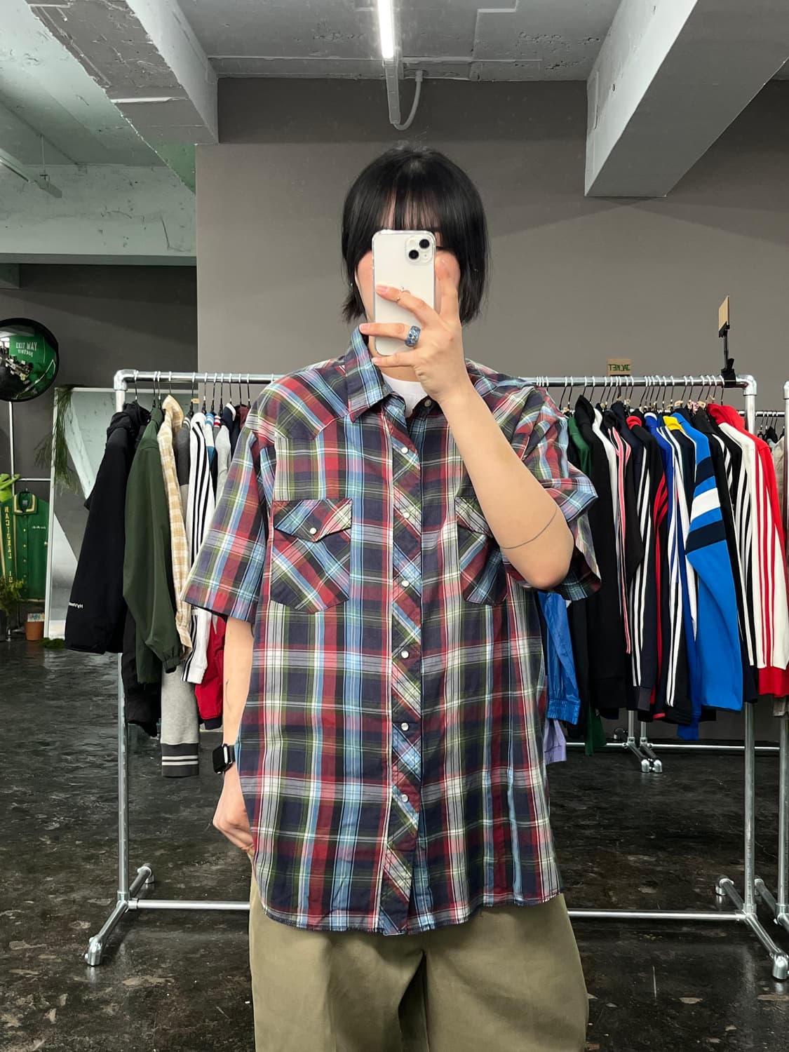 랭글러 웨스턴 체크 반팔 셔츠  상품이미지1