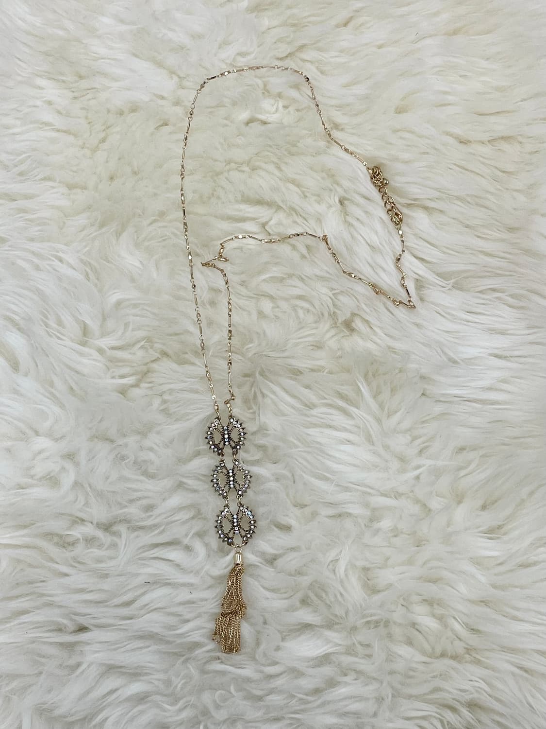 엔틱 큐빅 태슬 드롭 네크리스 상품이미지3