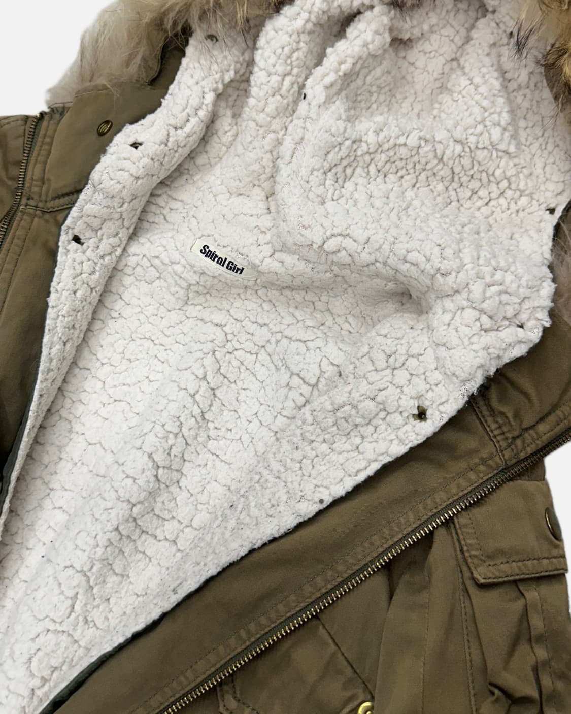 SPIRAL GIRL khaki fur hood parka 상품이미지6