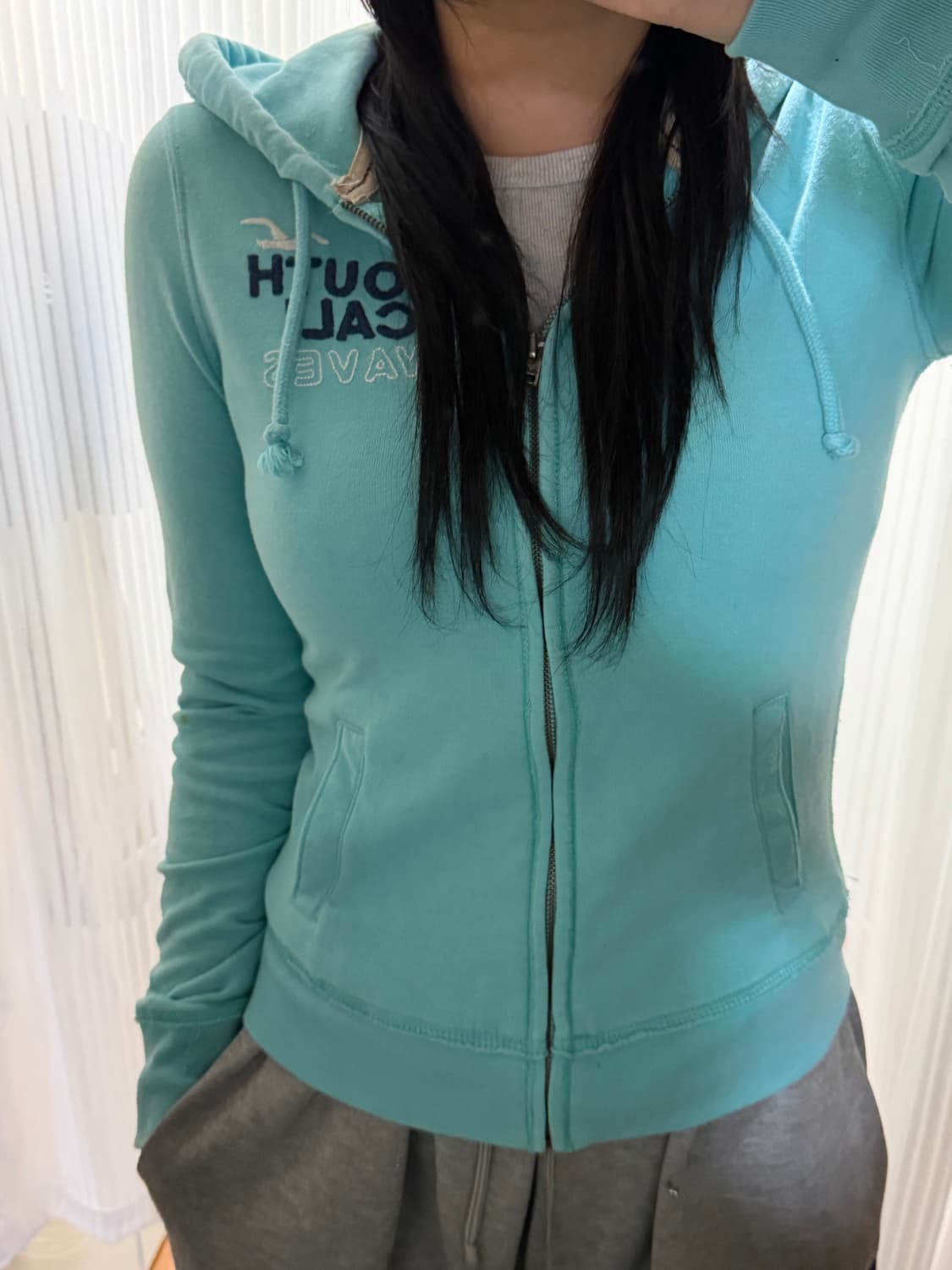 딱붙핏 홀리스터 하늘색 후드집업 s 상품이미지1