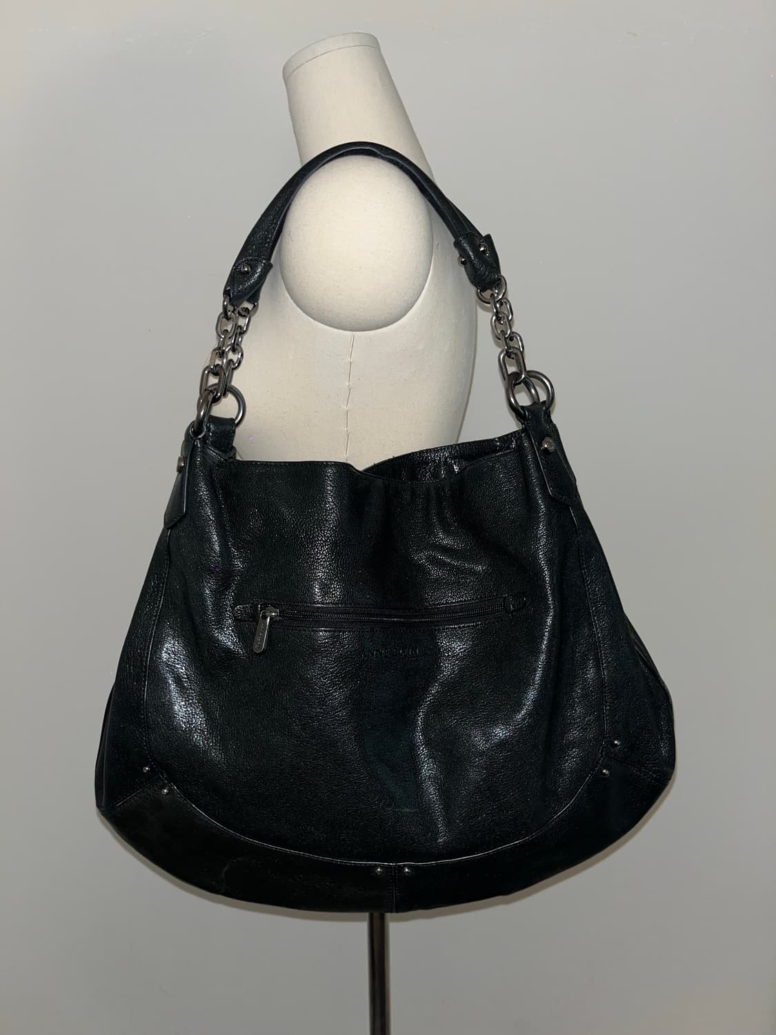 Anne Klein Black Leather Shoulder Bag 상품이미지7