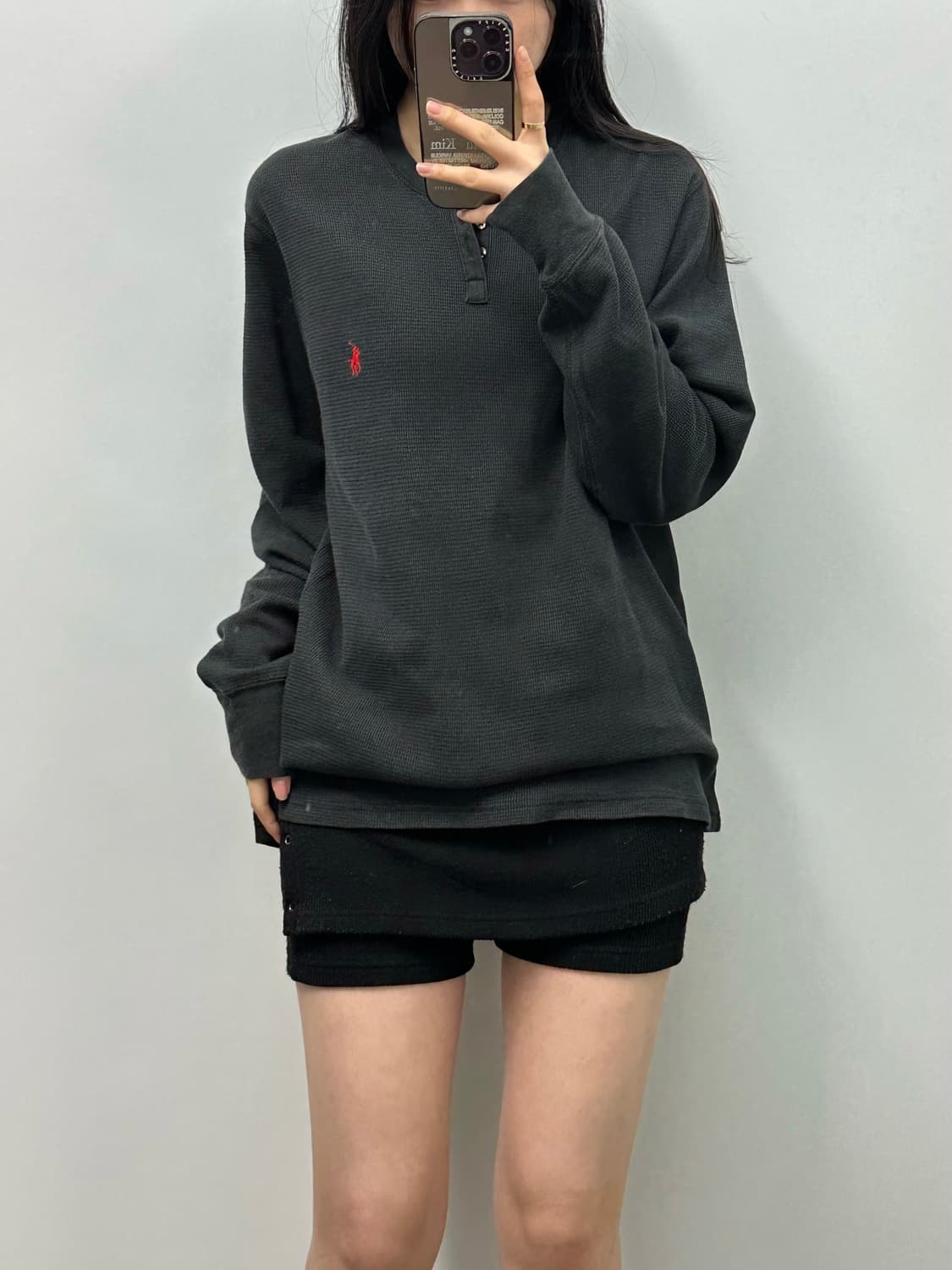 폴로 랄프로렌 신형 블랙 헨리넥 와플 니트 상품이미지1