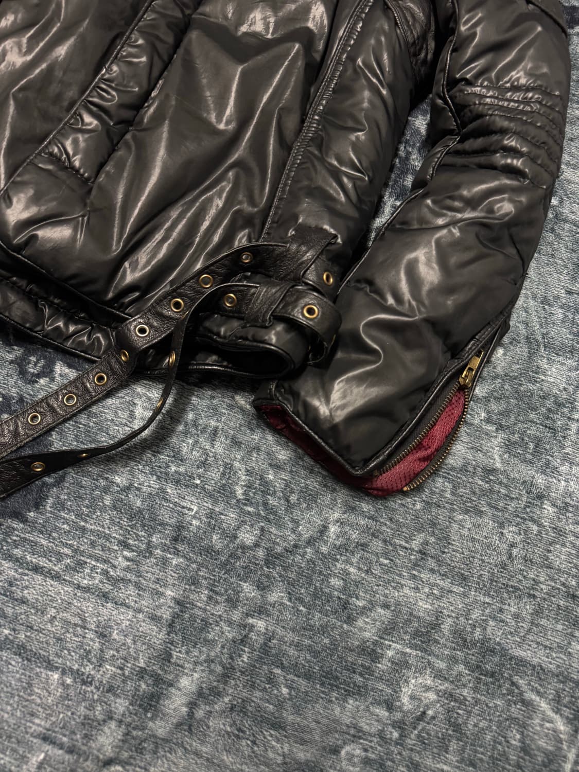 Lagust 00s archive pig skin biker down j 상품이미지5