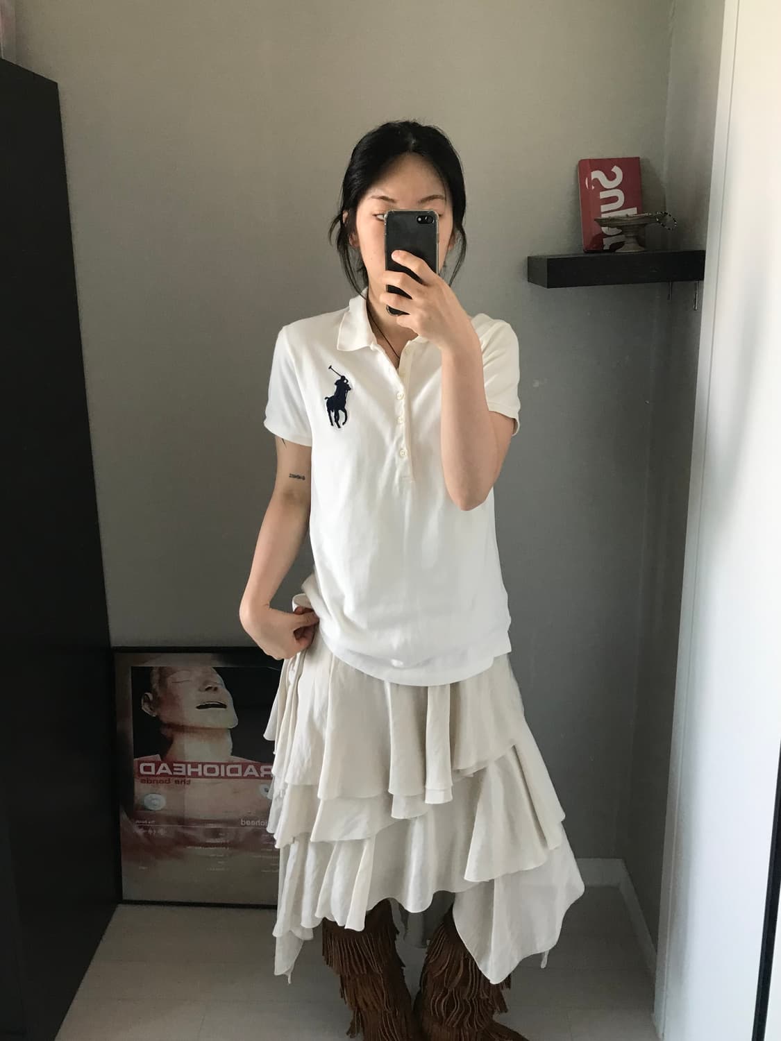 폴로 랄프로렌 빅 포니 로고 화이트 반팔 카라티 상품이미지1