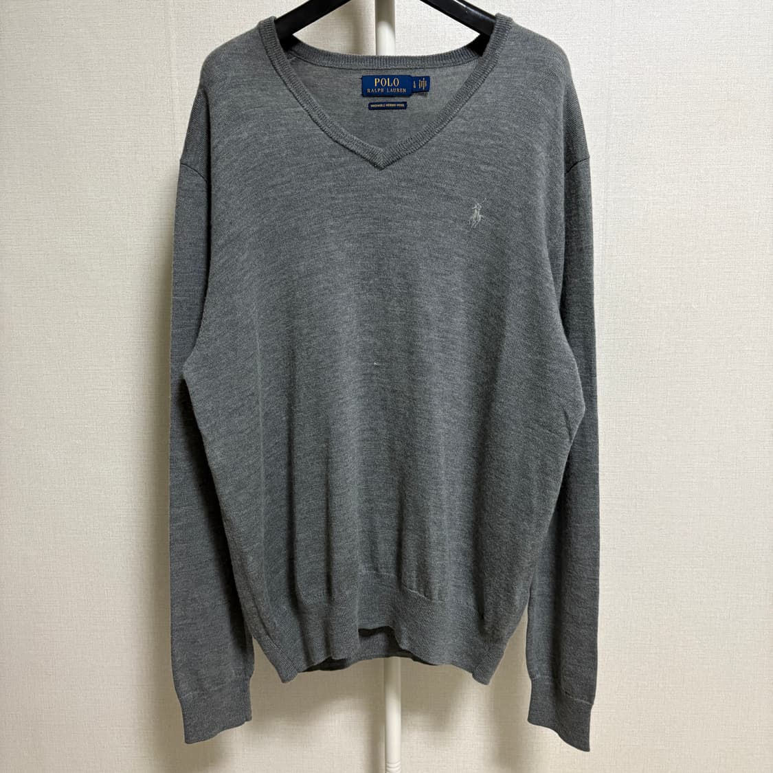 폴로 랄프로렌 워셔블 메리노울 V넥 니트 / 그레이, L 상품이미지1
