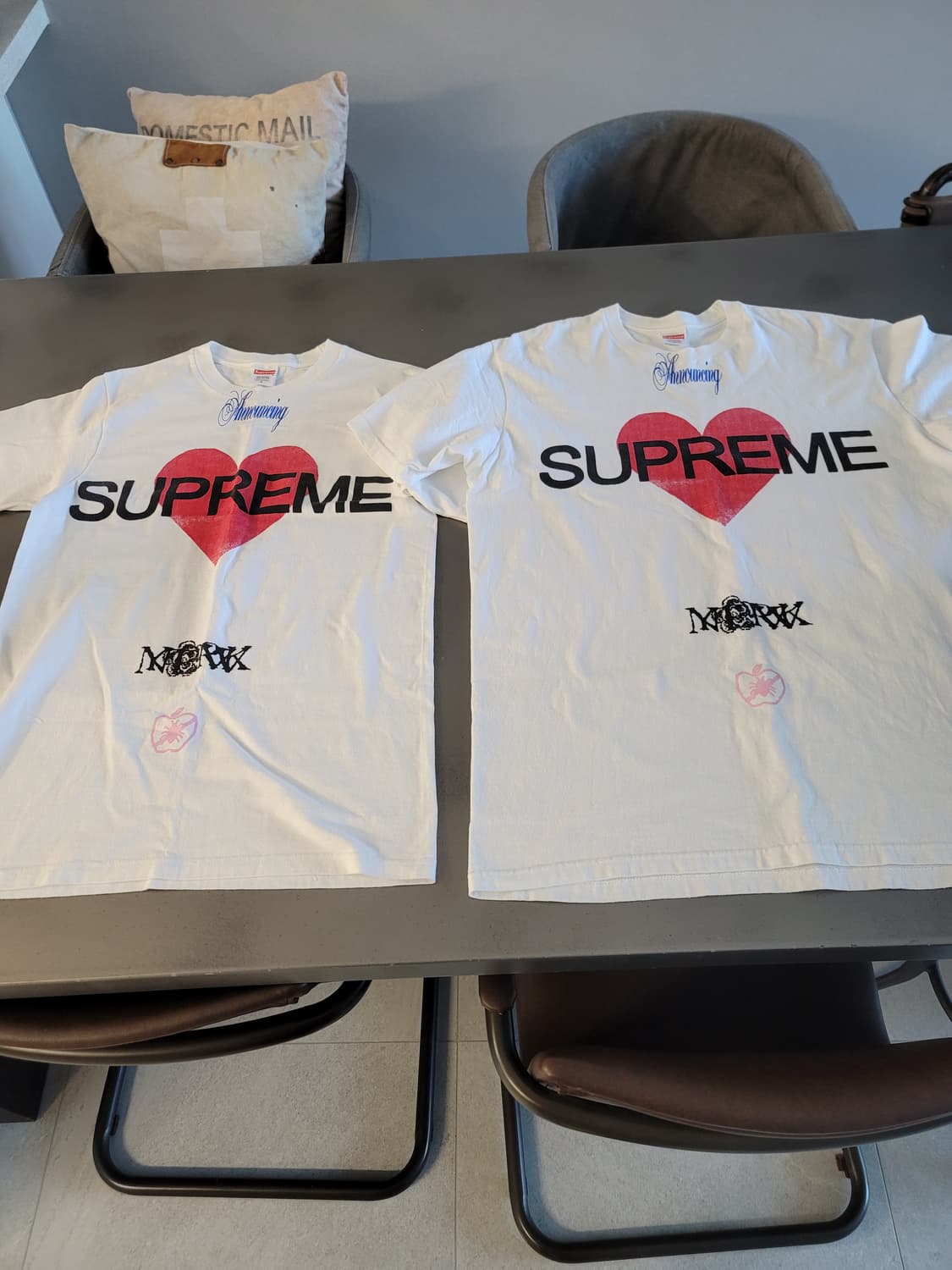 슈프림 어나운싱 티셔츠 화이트-25SS(L size+S size 2장) 상품이미지1