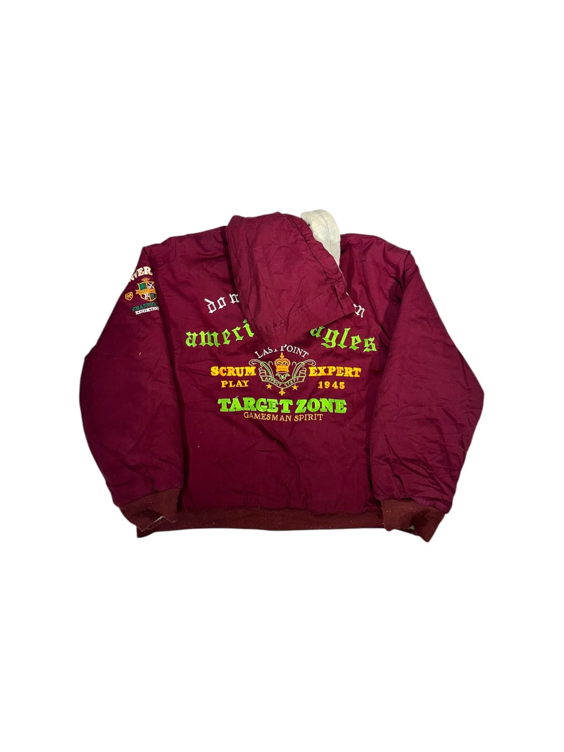 일본 빈티지 버건디 베이지 리버시블 양면 후드 점퍼 자수 자켓 잠바  상품이미지8